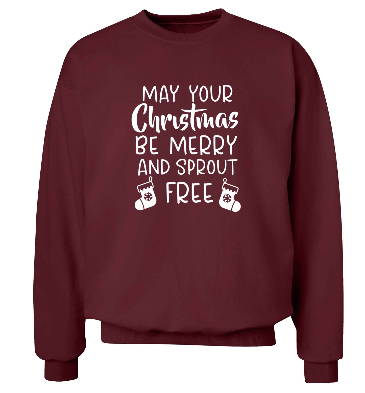 May your Christmas be merry and sprout free adult's unisex maroon sweater 2XL
