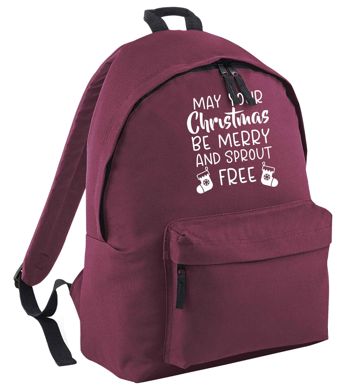 May your Christmas be merry and sprout free maroon adults backpack