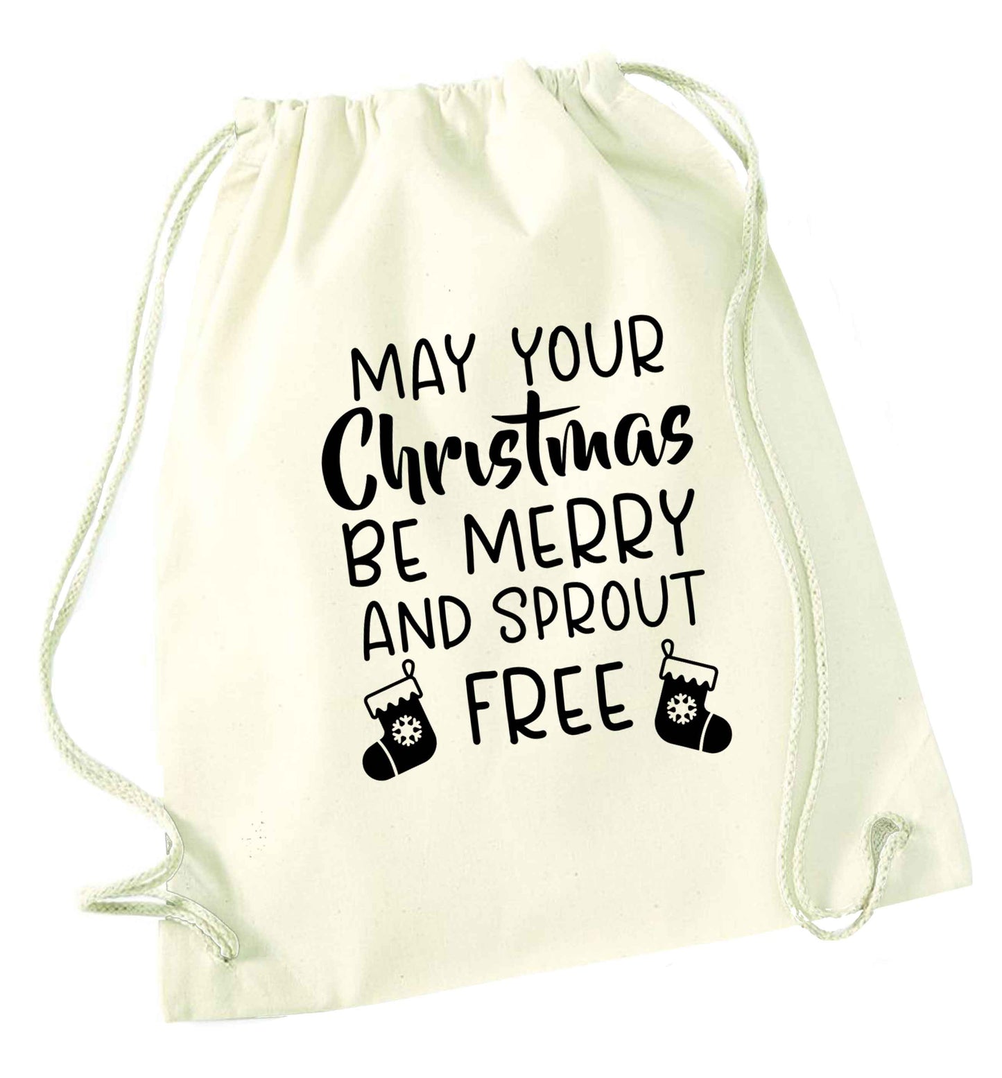 May your Christmas be merry and sprout free natural drawstring bag