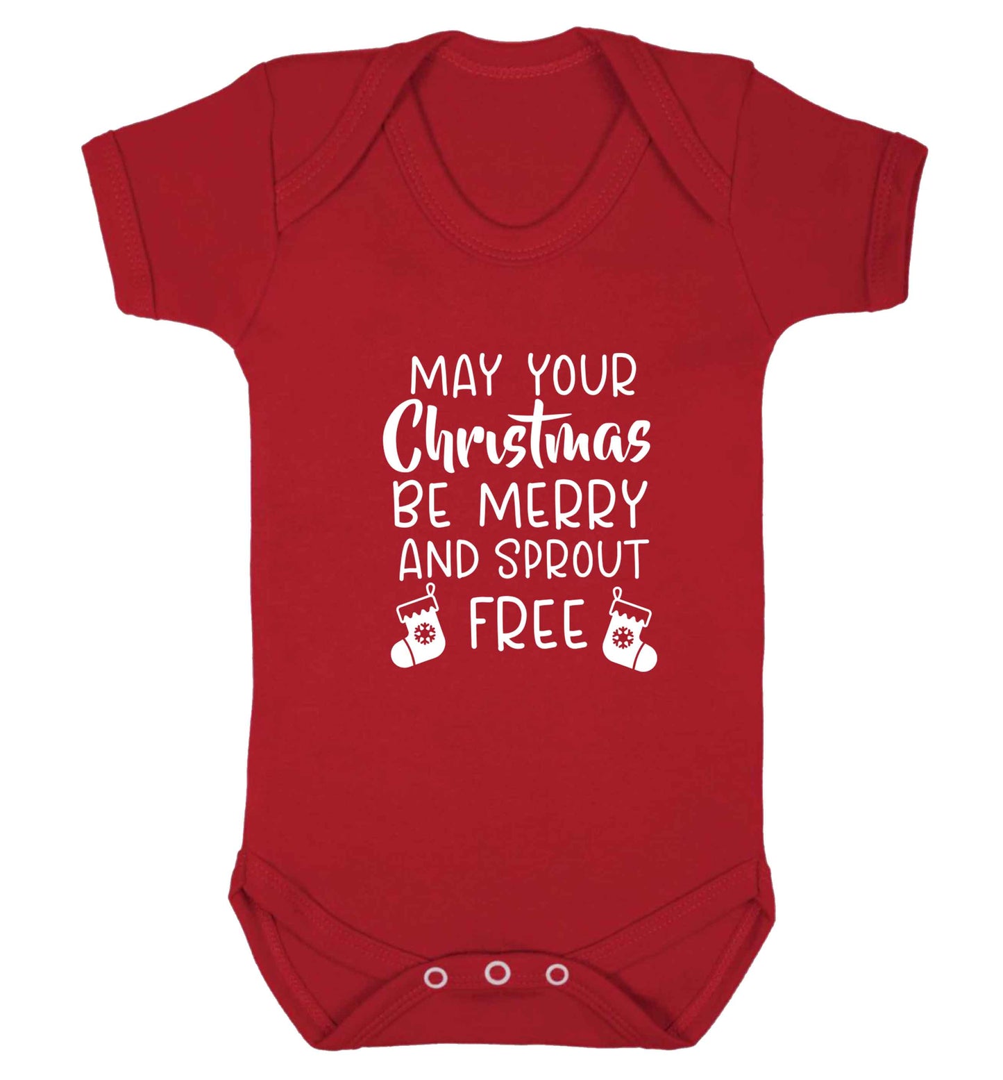 May your Christmas be merry and sprout free baby vest red 18-24 months