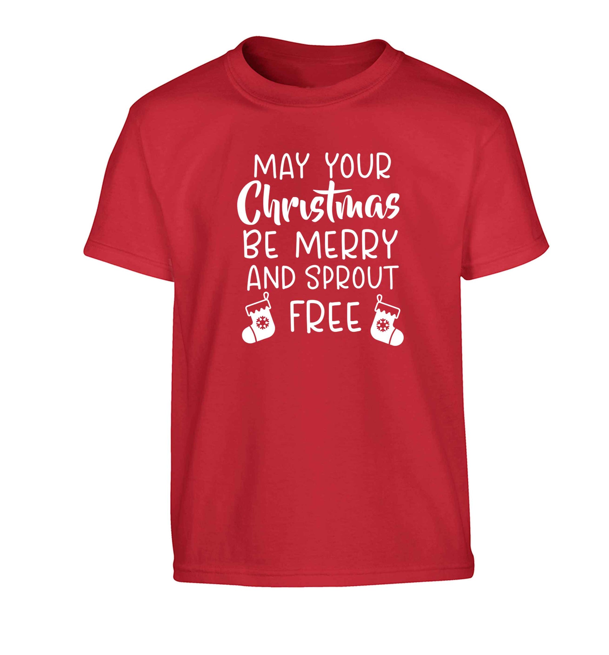 May your Christmas be merry and sprout free Children's red Tshirt 12-13 Years