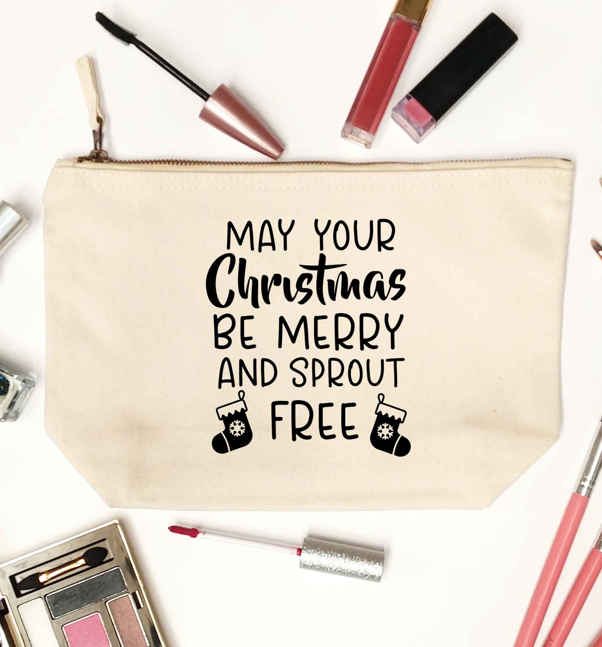 May your Christmas be merry and sprout free natural makeup bag