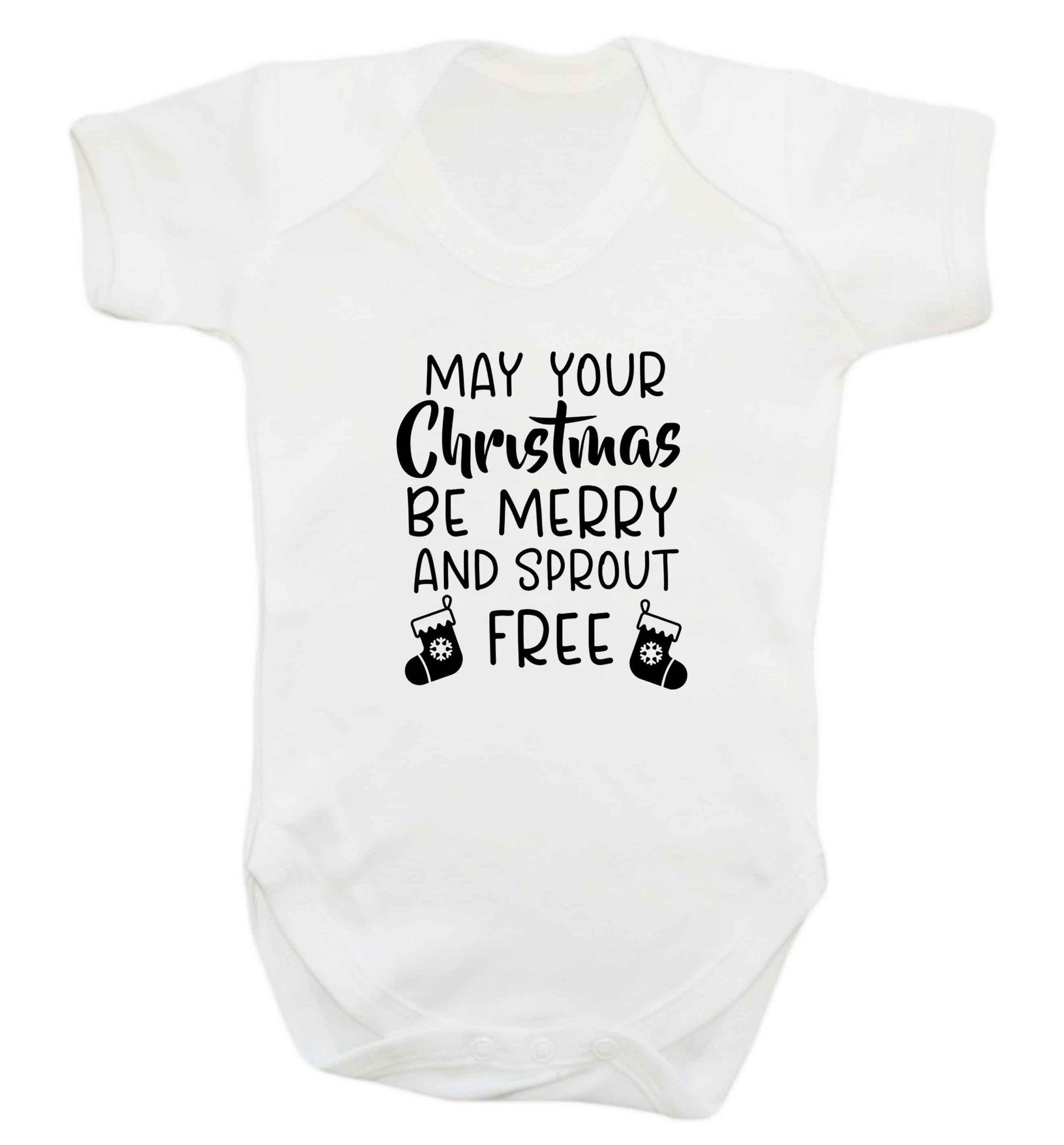 May your Christmas be merry and sprout free baby vest white 18-24 months