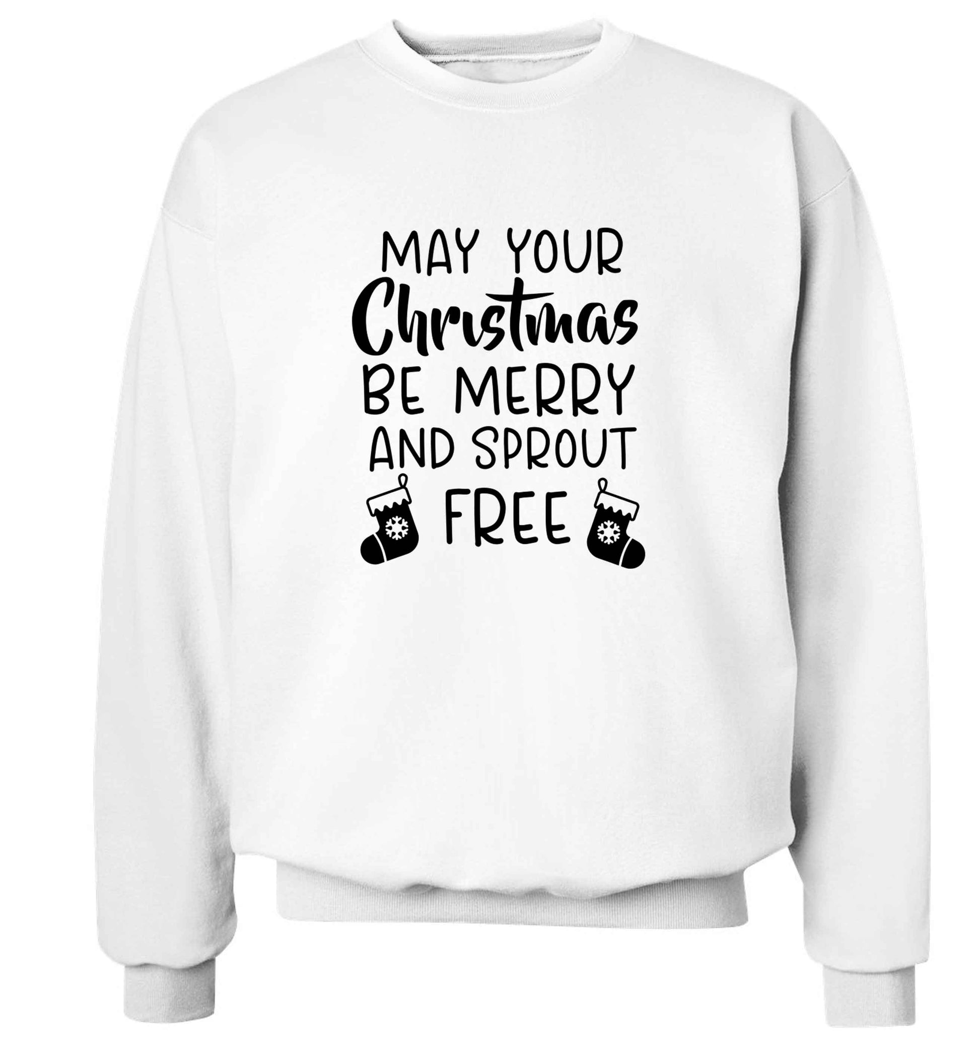 May your Christmas be merry and sprout free adult's unisex white sweater 2XL