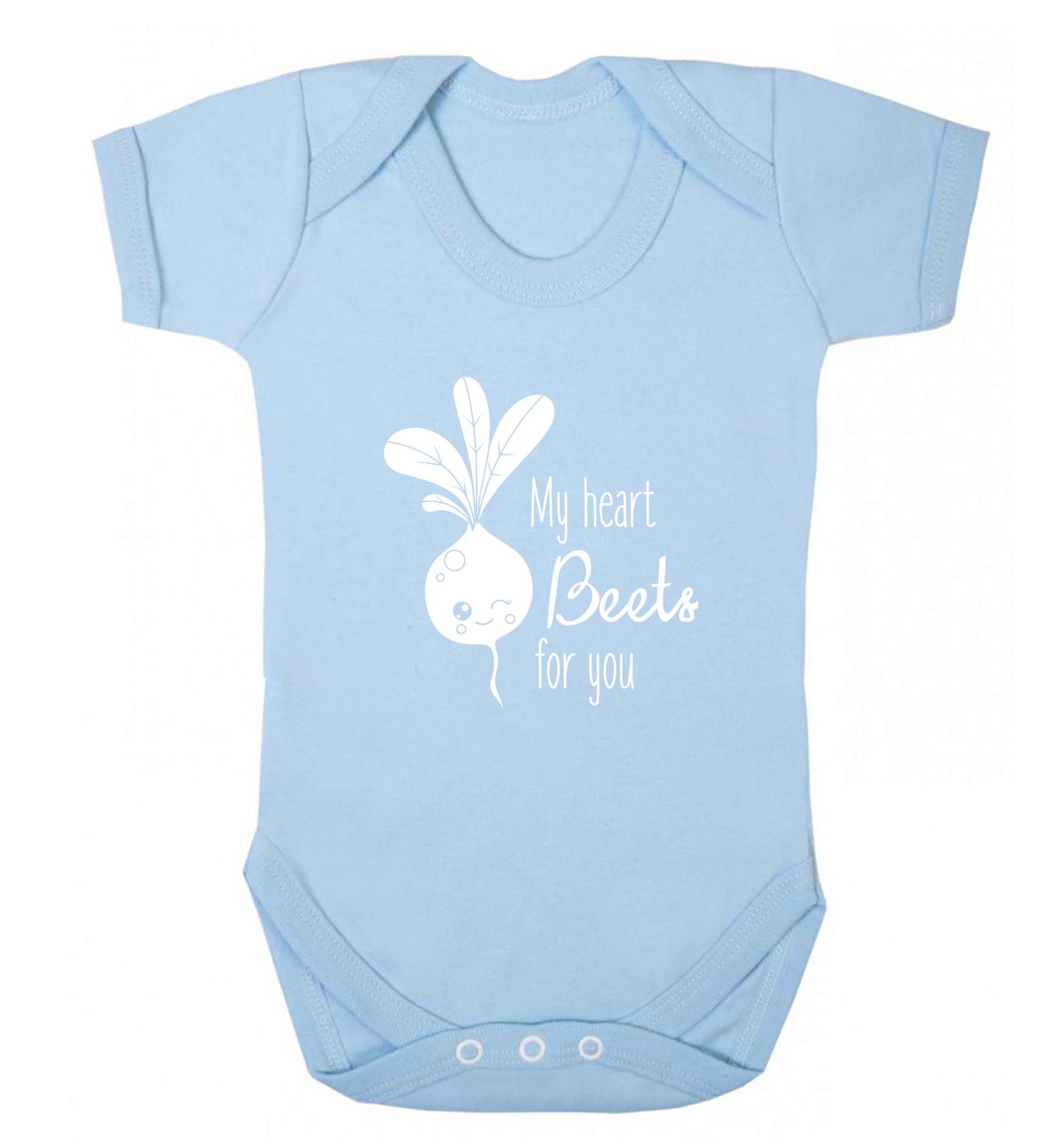 My heart beets for you baby vest pale blue 18-24 months