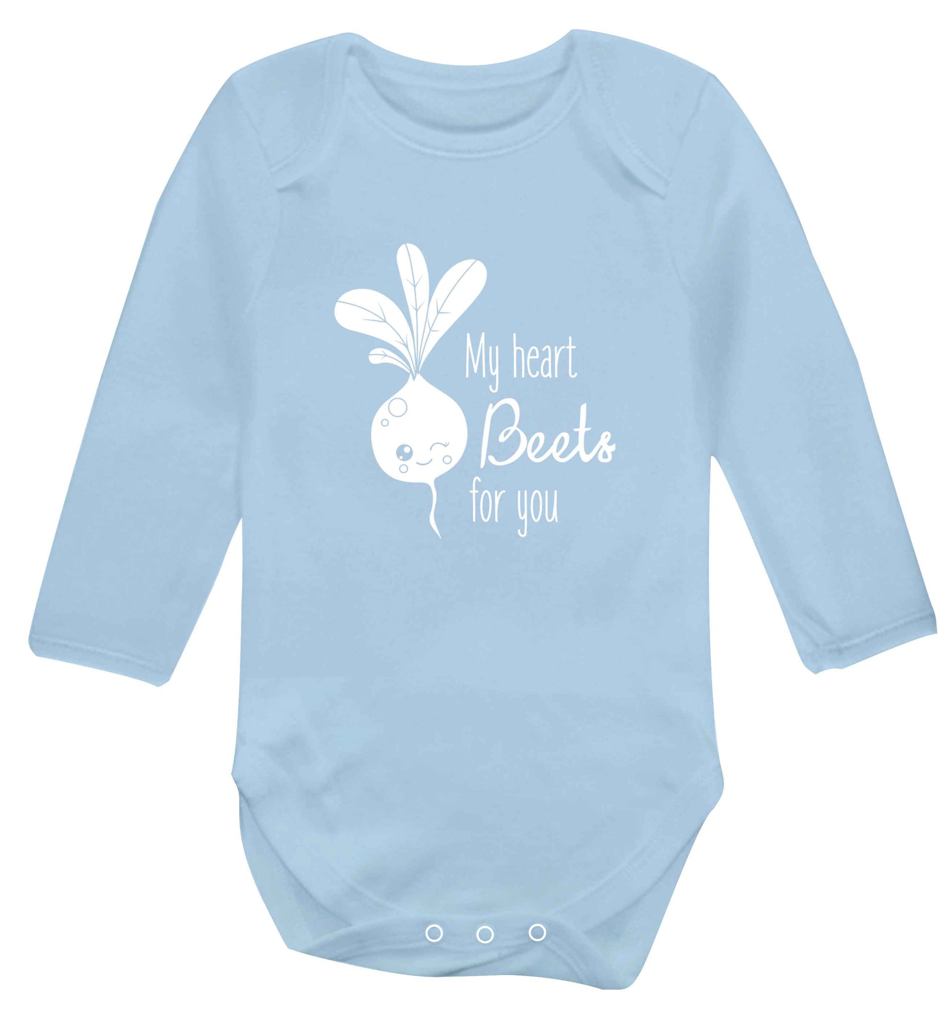 My heart beets for you baby vest long sleeved pale blue 6-12 months