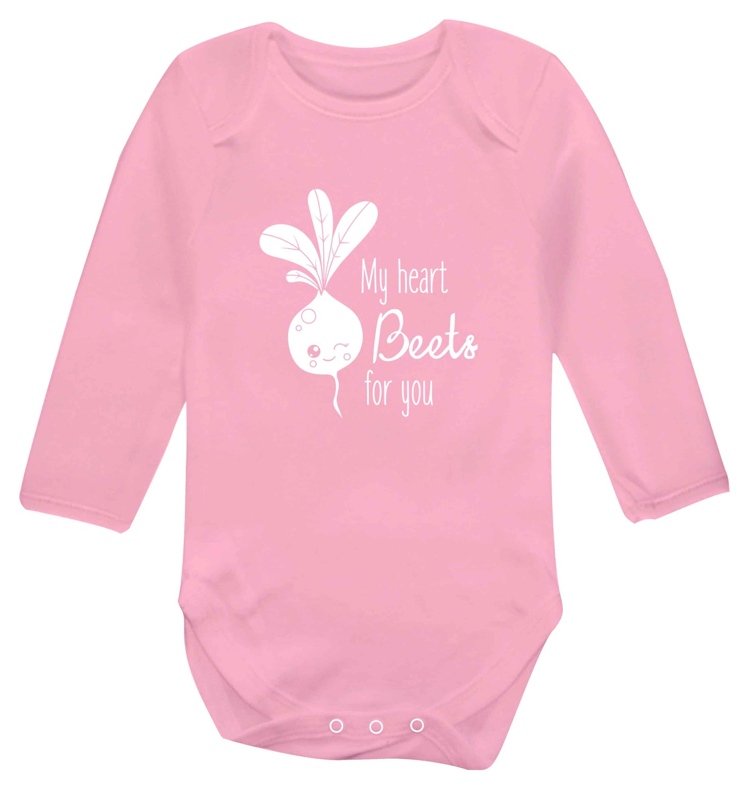 My heart beets for you baby vest long sleeved pale pink 6-12 months