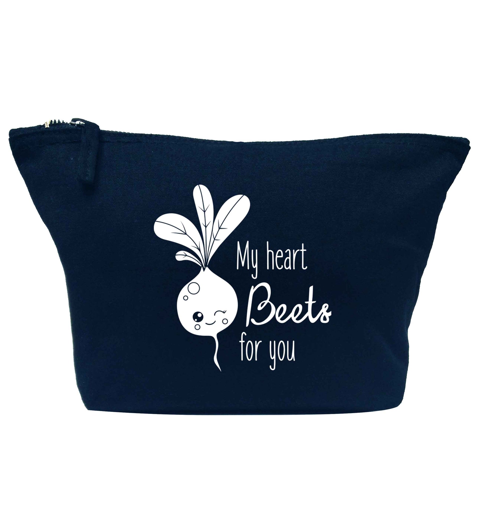 My heart beets for you navy makeup bag