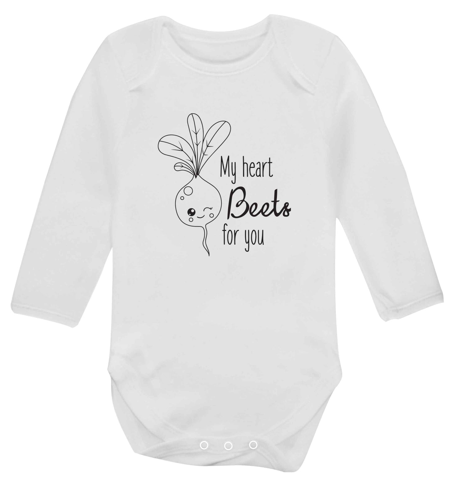 My heart beets for you baby vest long sleeved white 6-12 months
