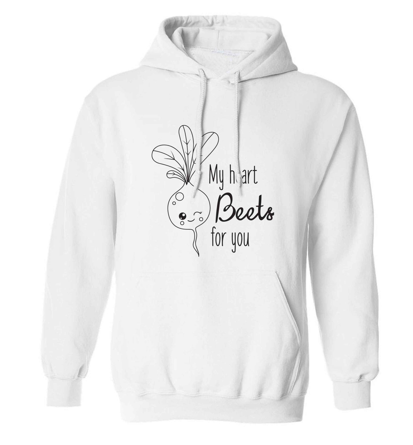 My heart beets for you adults unisex white hoodie 2XL