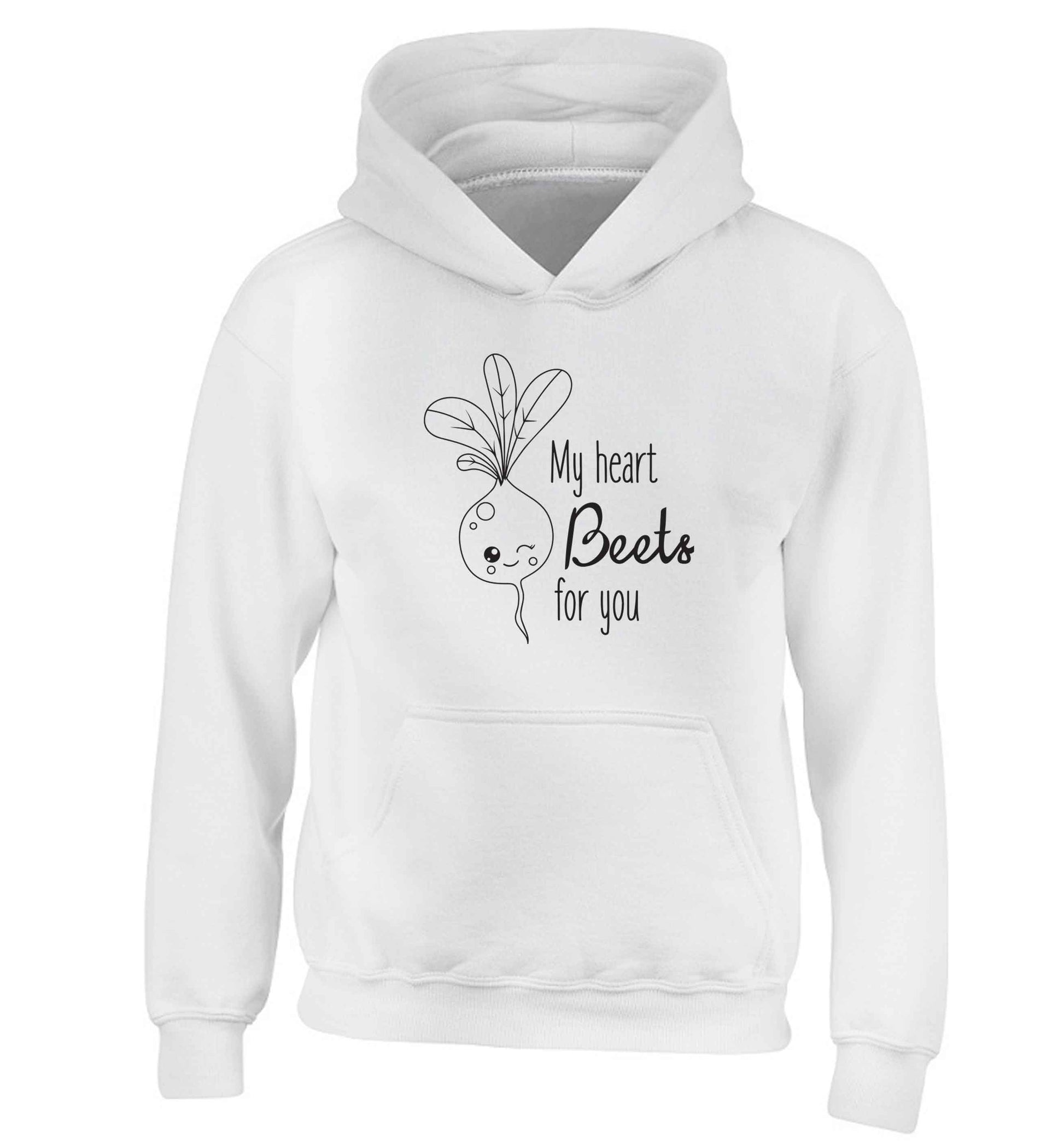 My heart beets for you children's white hoodie 12-13 Years