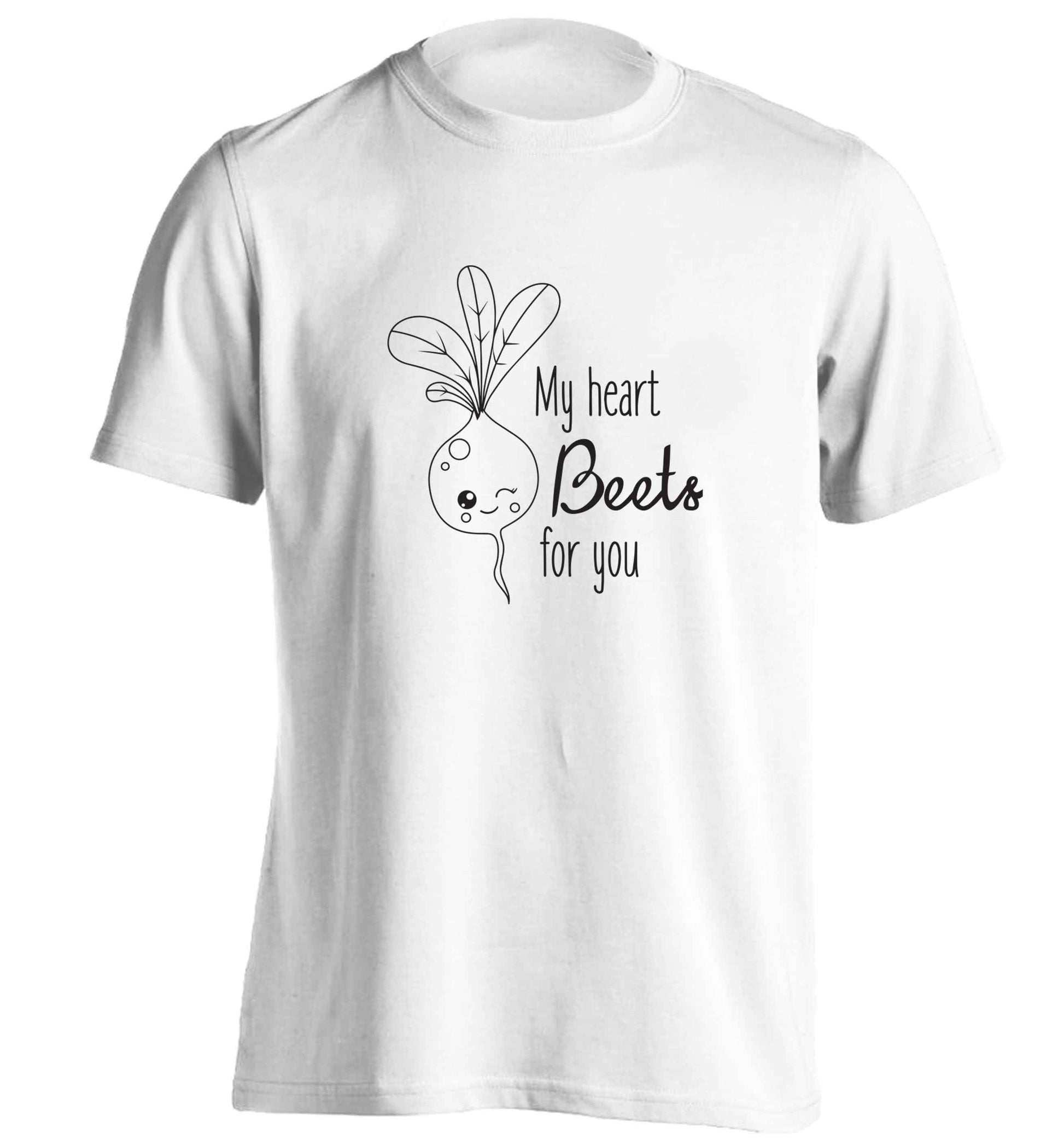 My heart beets for you adults unisex white Tshirt 2XL