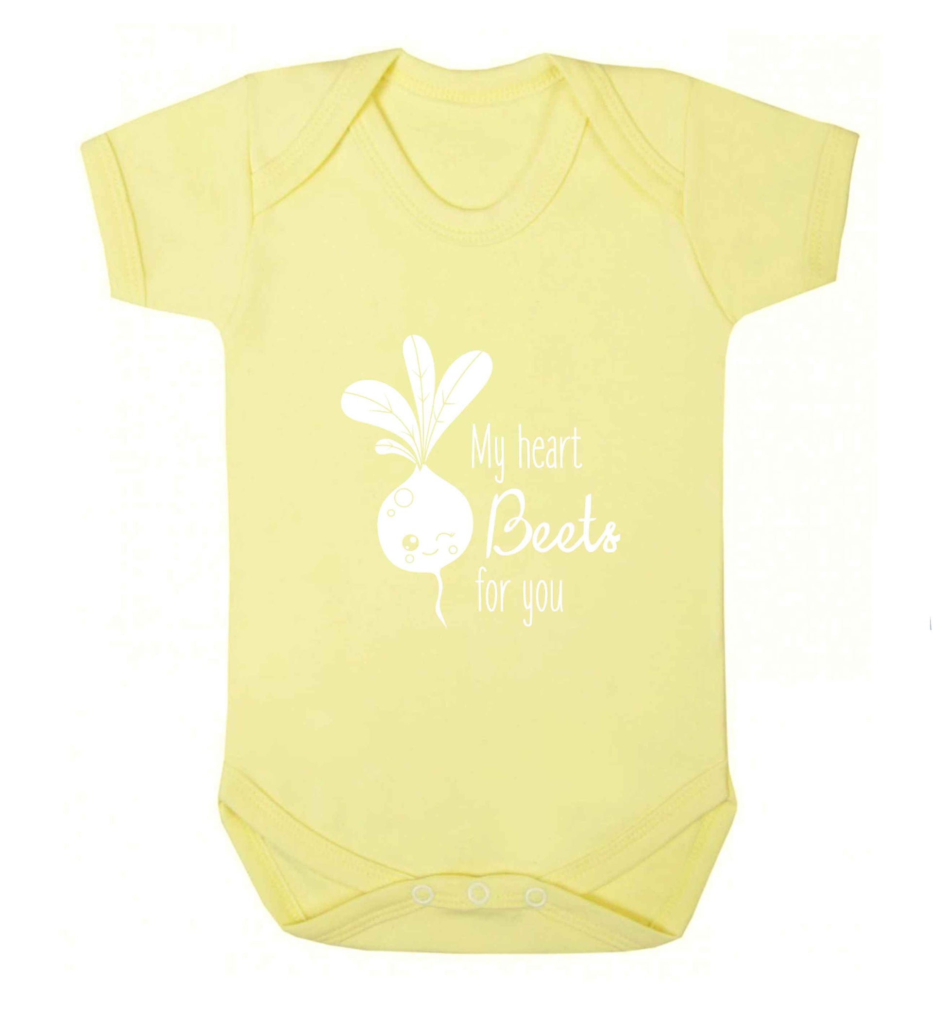 My heart beets for you baby vest pale yellow 18-24 months