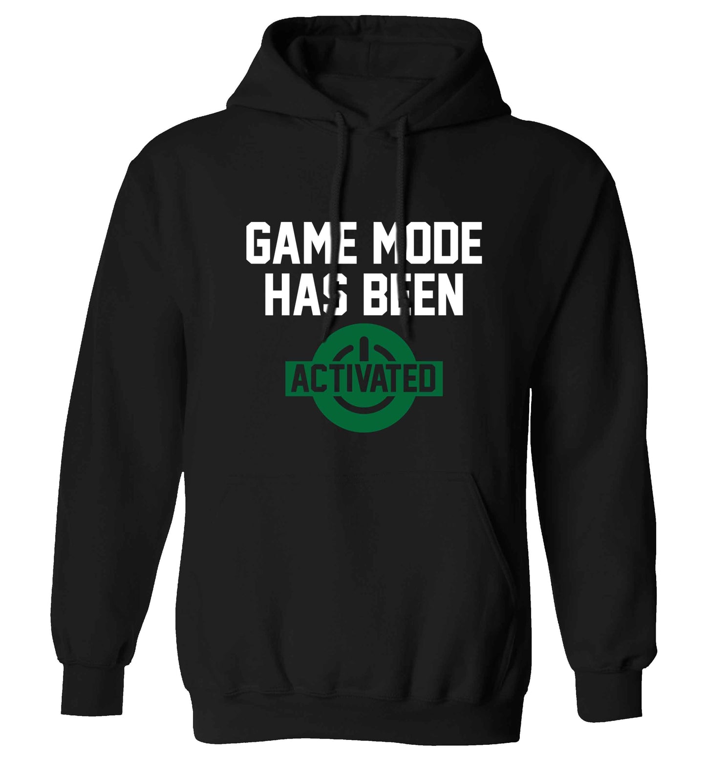 Game mode has been activated adults unisex black hoodie 2XL