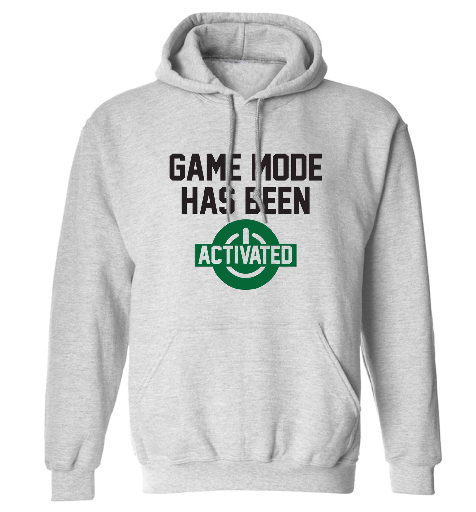 Game mode has been activated adults unisex grey hoodie 2XL