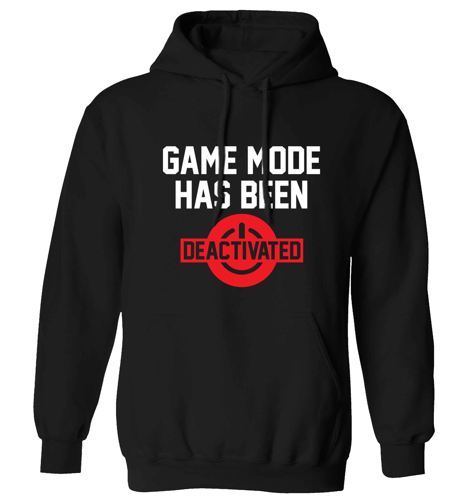 Game Mode Has Been Deactivated adults unisex black hoodie 2XL