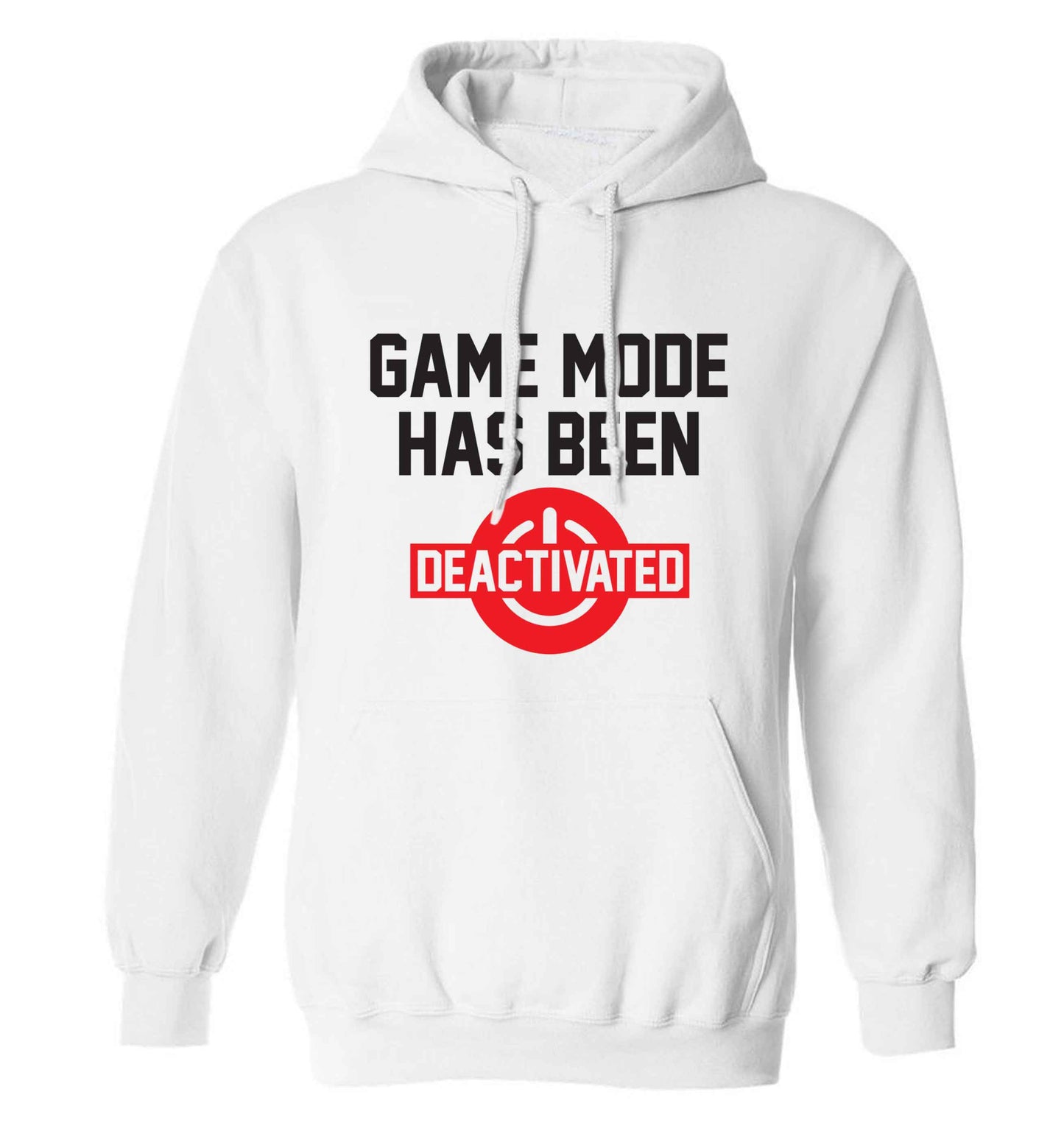 Game Mode Has Been Deactivated adults unisex white hoodie 2XL