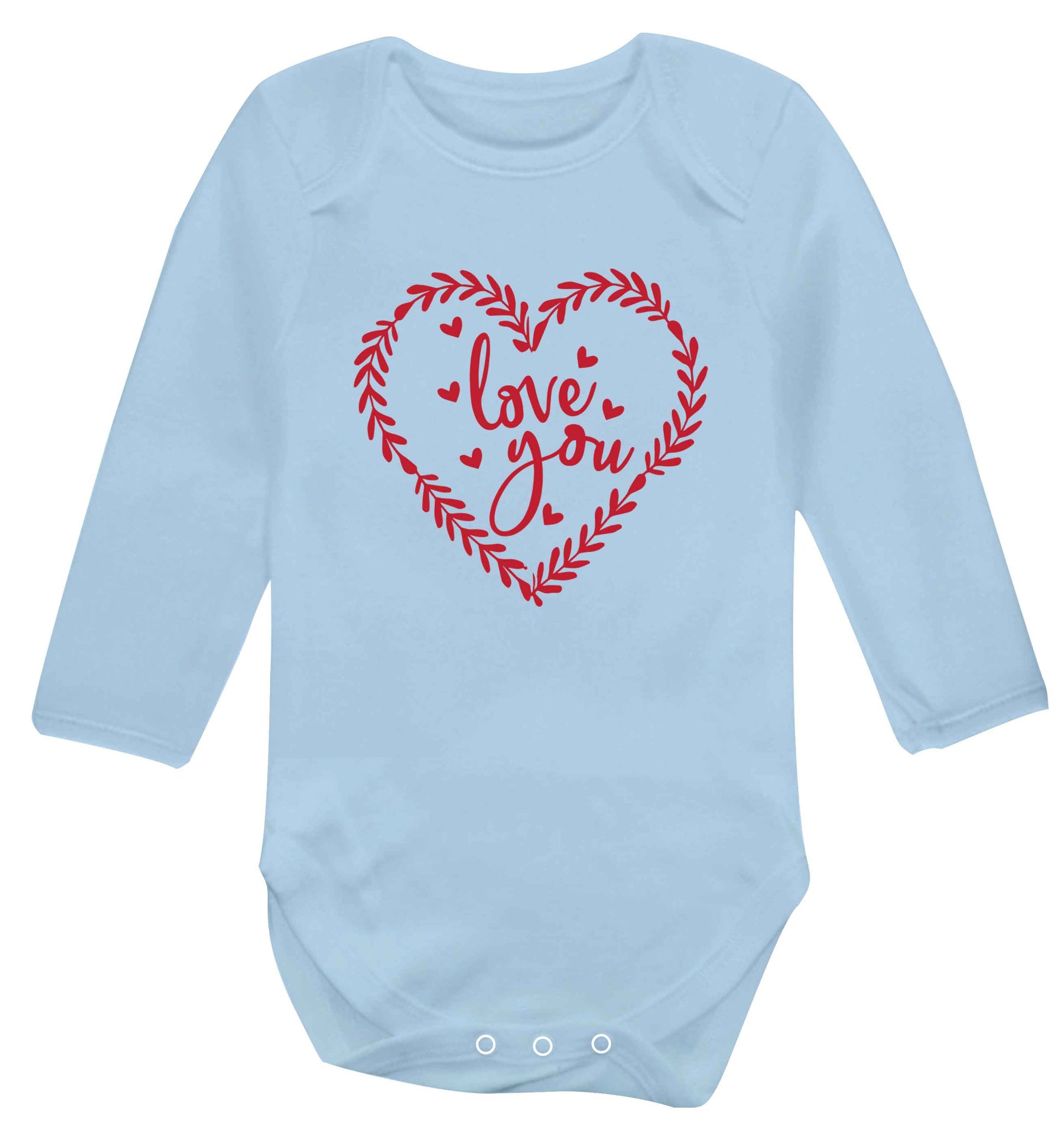 Love you baby vest long sleeved pale blue 6-12 months