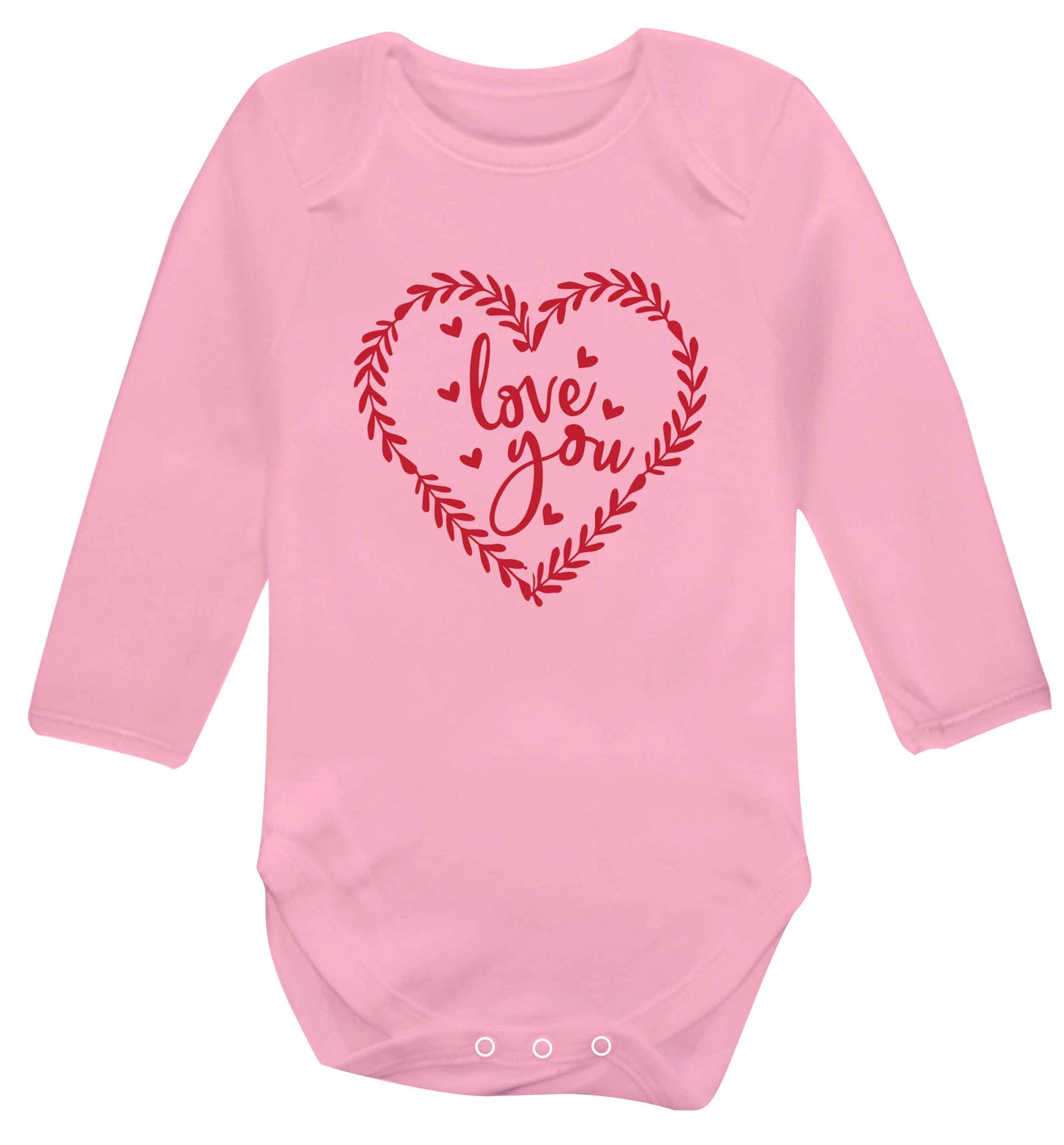 Love you baby vest long sleeved pale pink 6-12 months