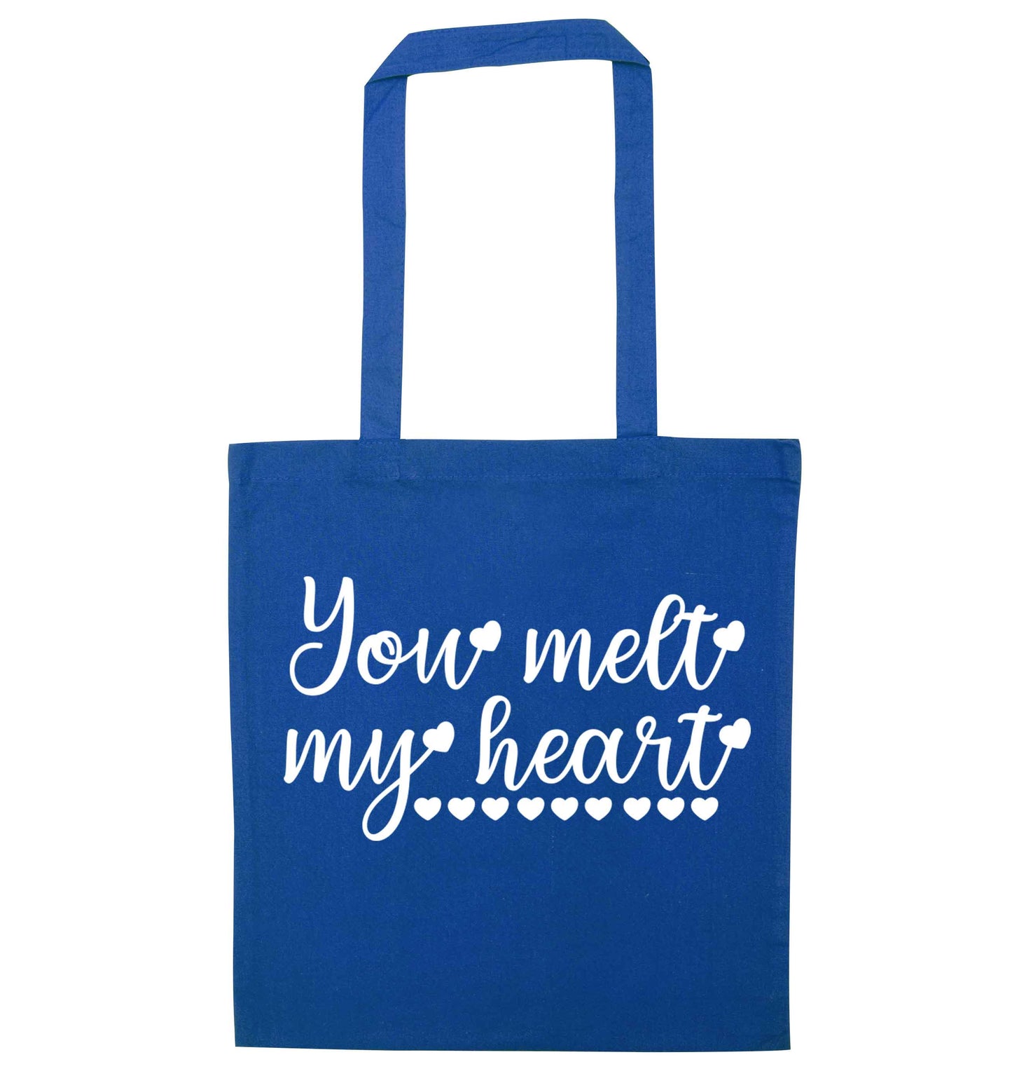 You melt my heart blue tote bag