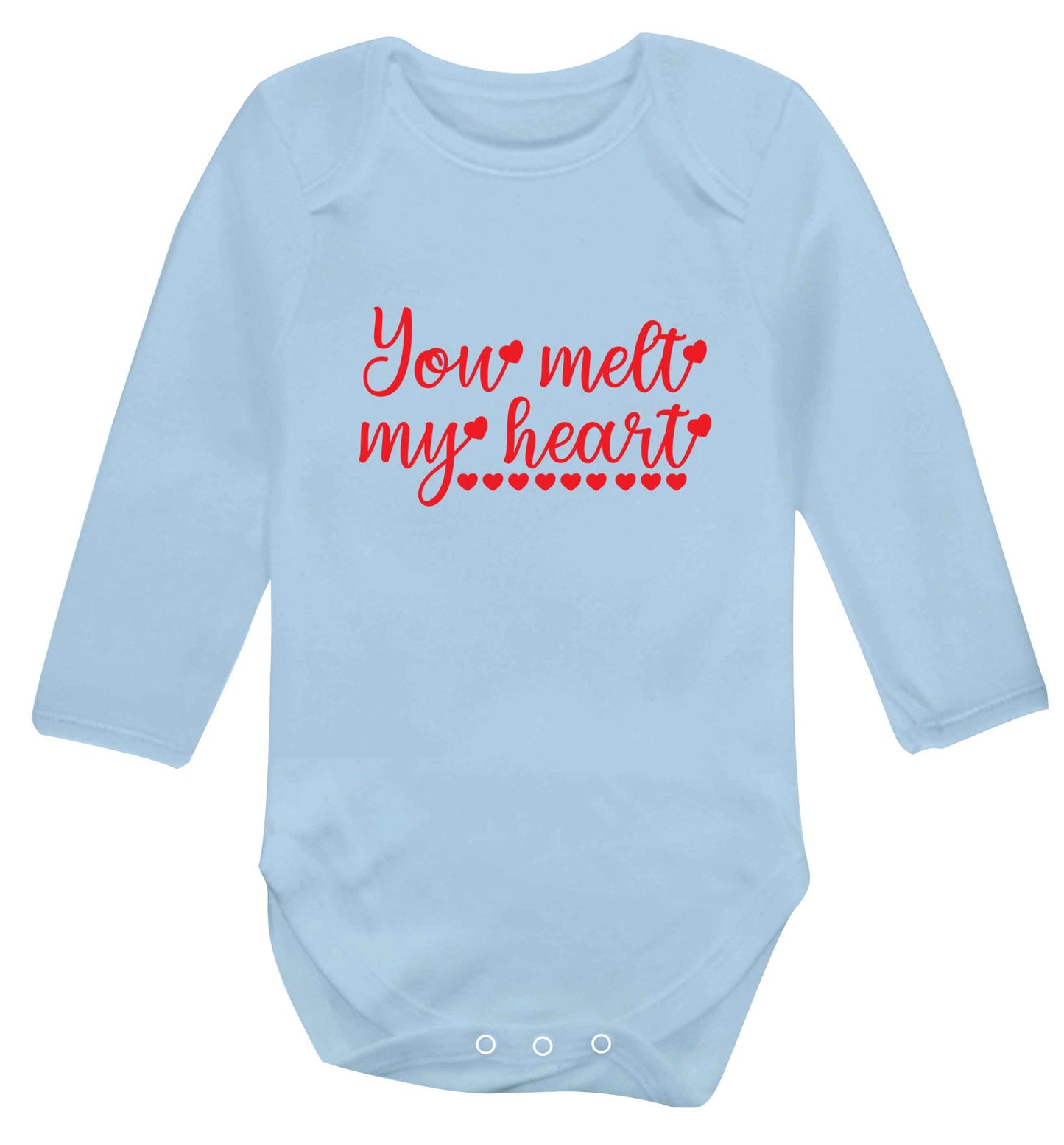 You melt my heart baby vest long sleeved pale blue 6-12 months