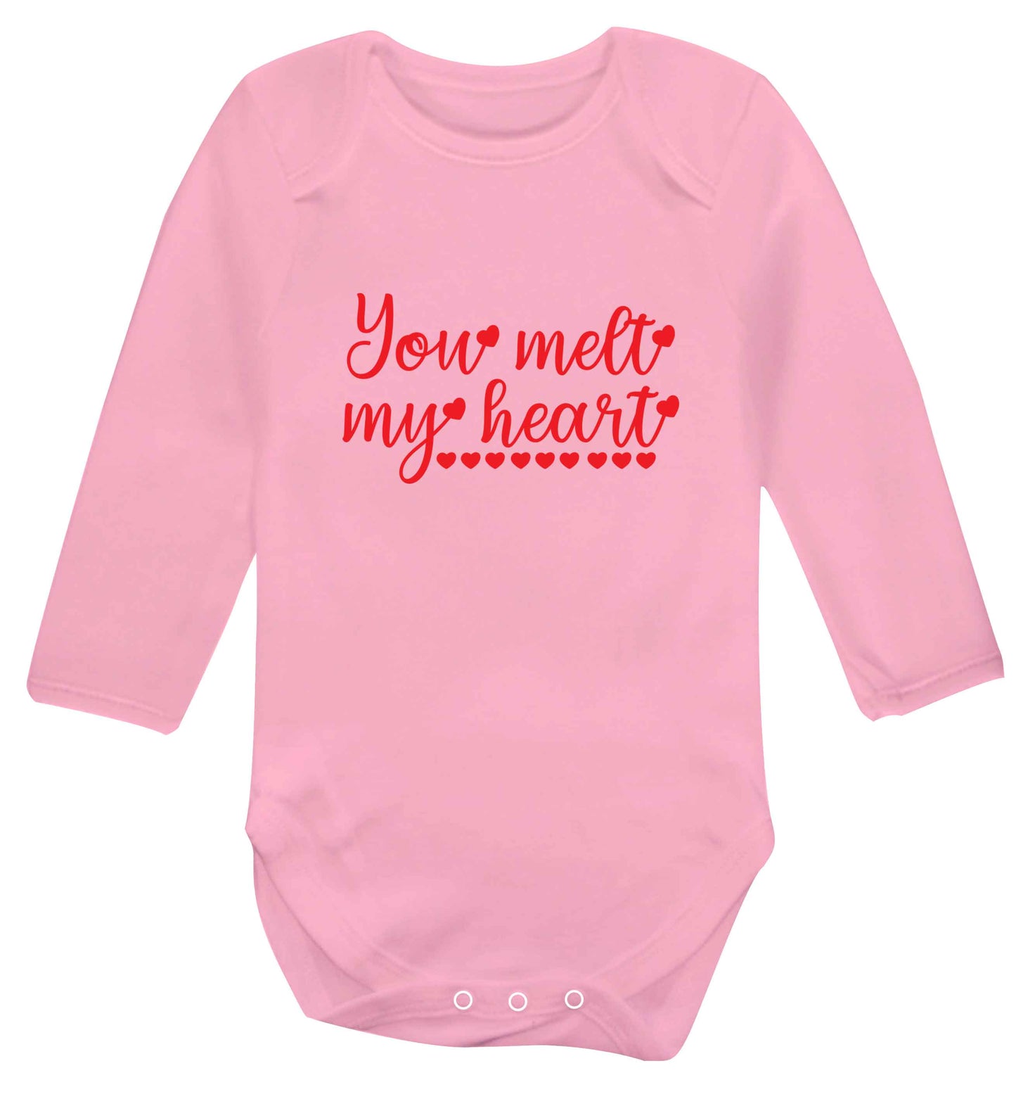 You melt my heart baby vest long sleeved pale pink 6-12 months