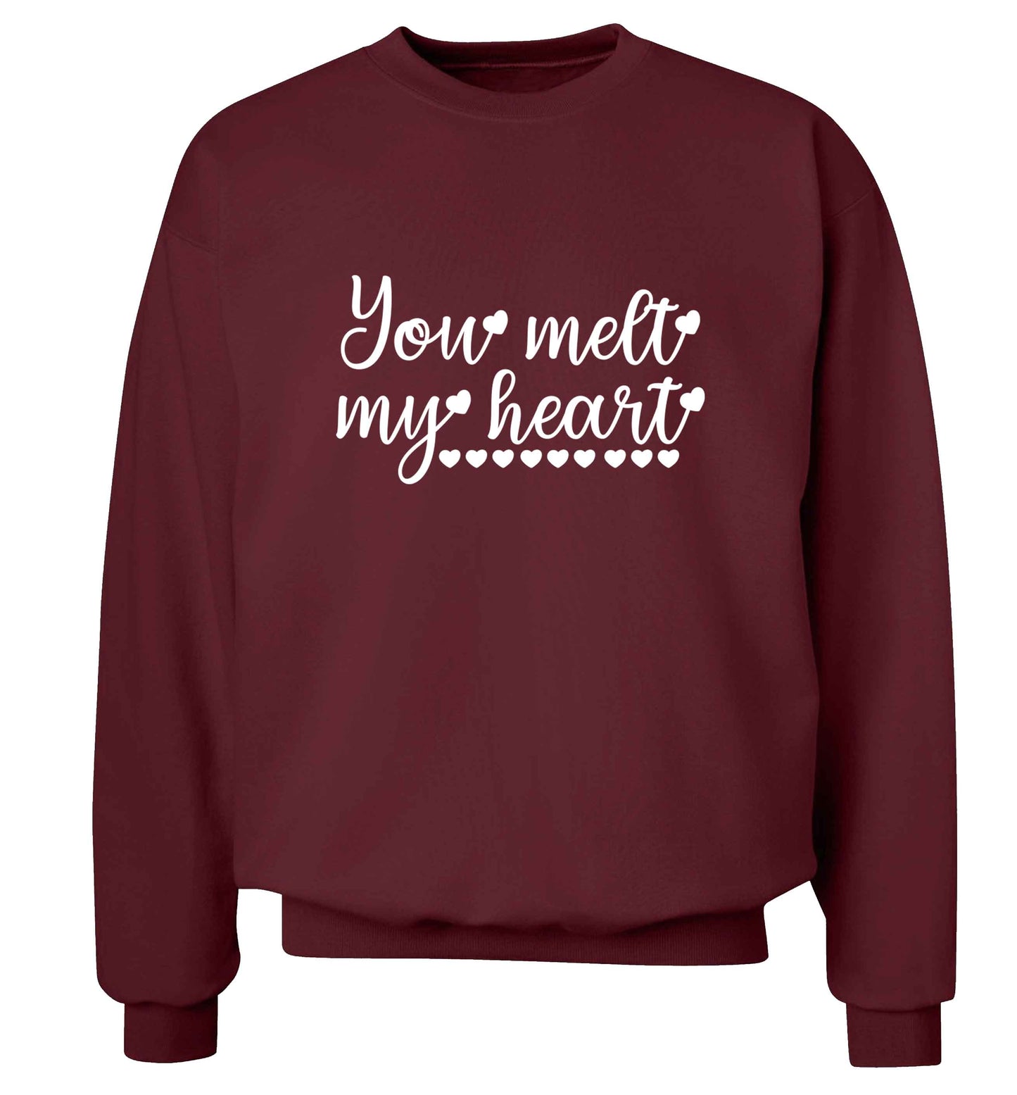 You melt my heart adult's unisex maroon sweater 2XL