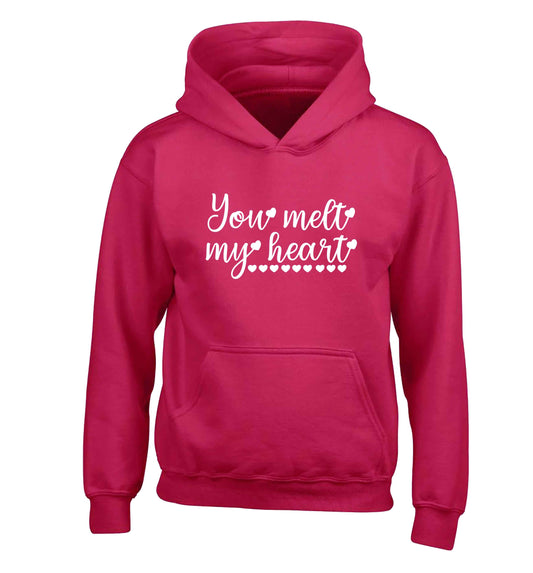 You melt my heart children's pink hoodie 12-13 Years