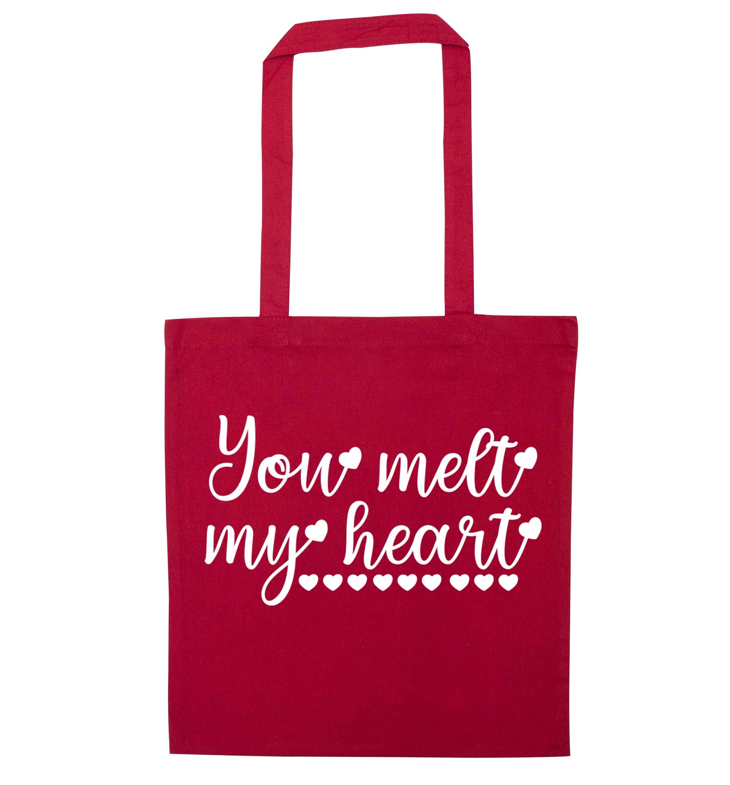 You melt my heart red tote bag
