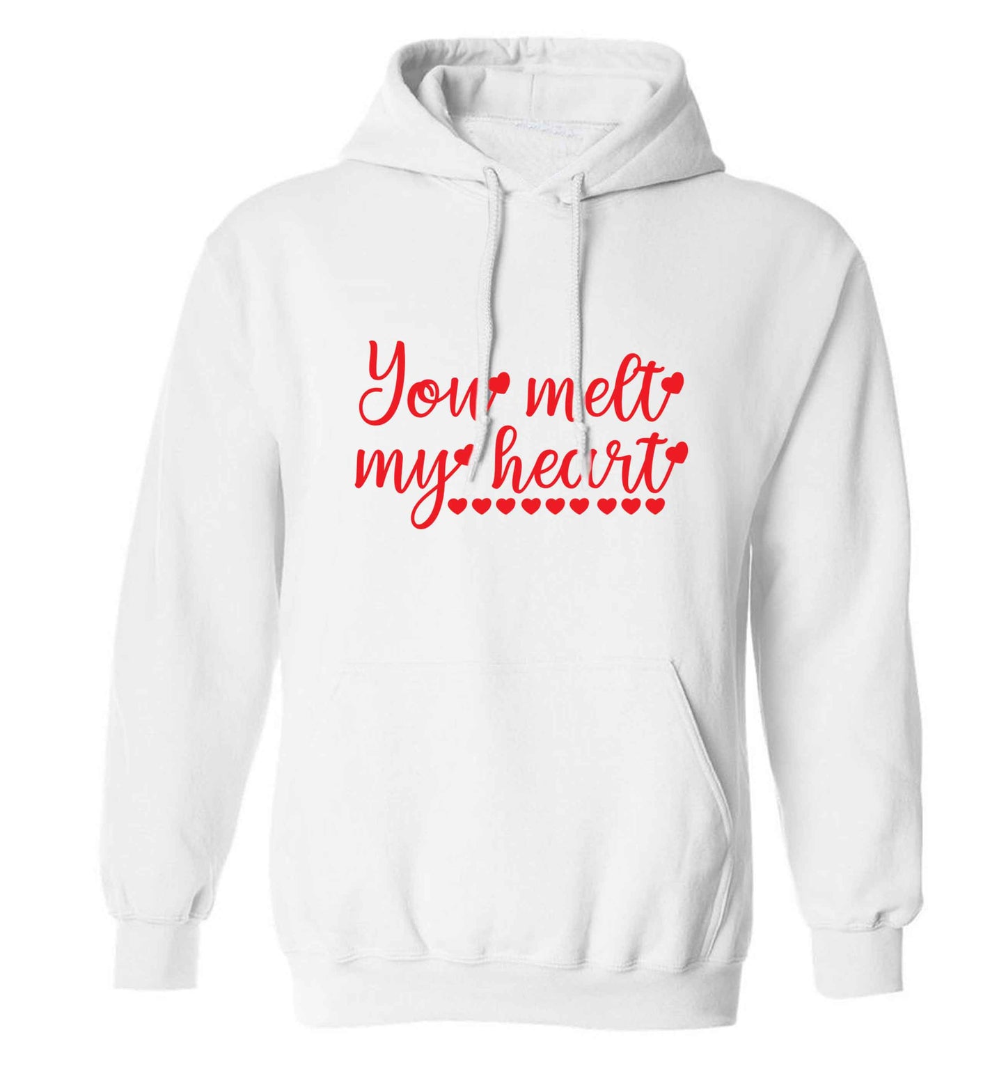You melt my heart adults unisex white hoodie 2XL