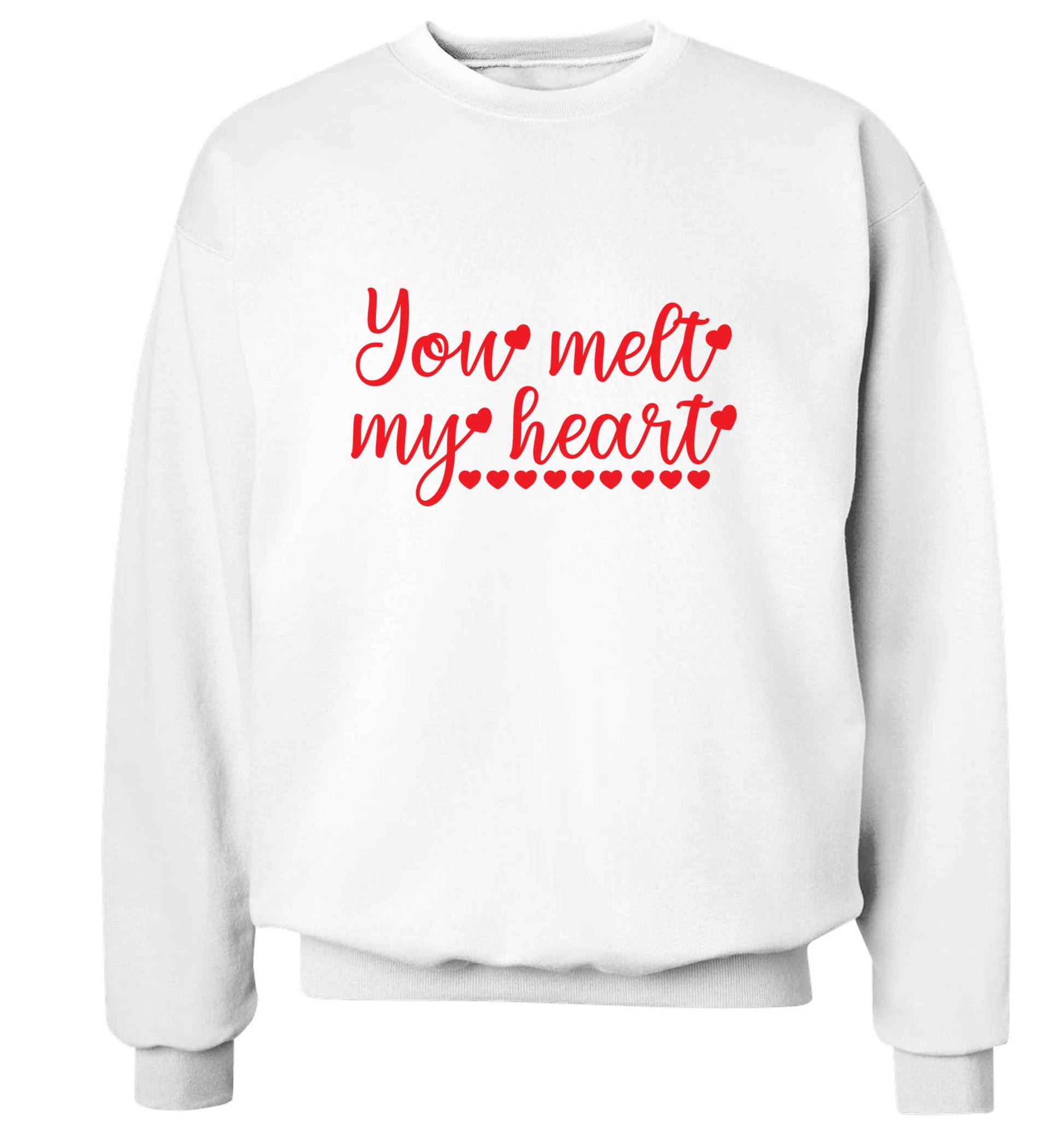 You melt my heart adult's unisex white sweater 2XL