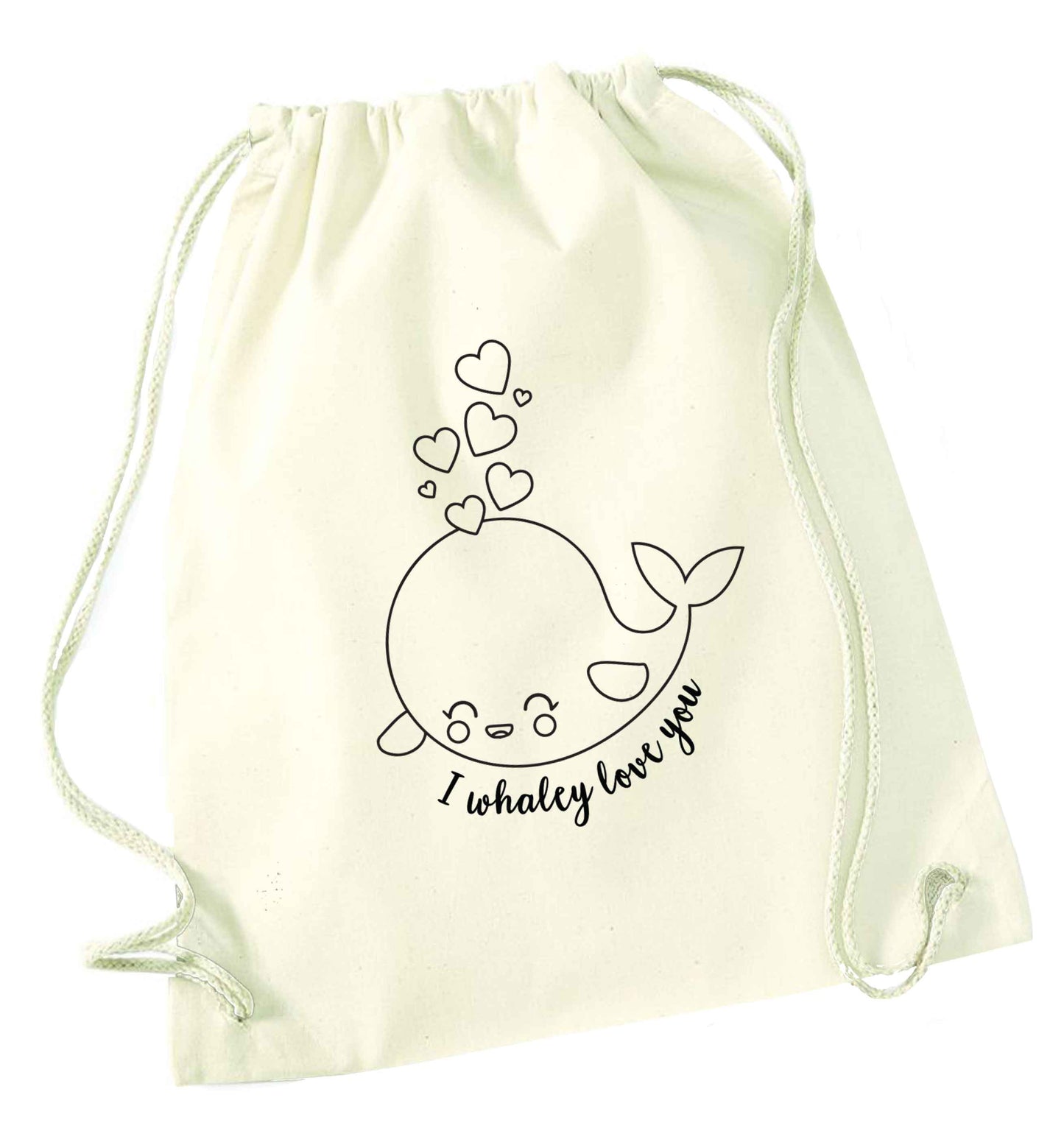 I whaley love you natural drawstring bag