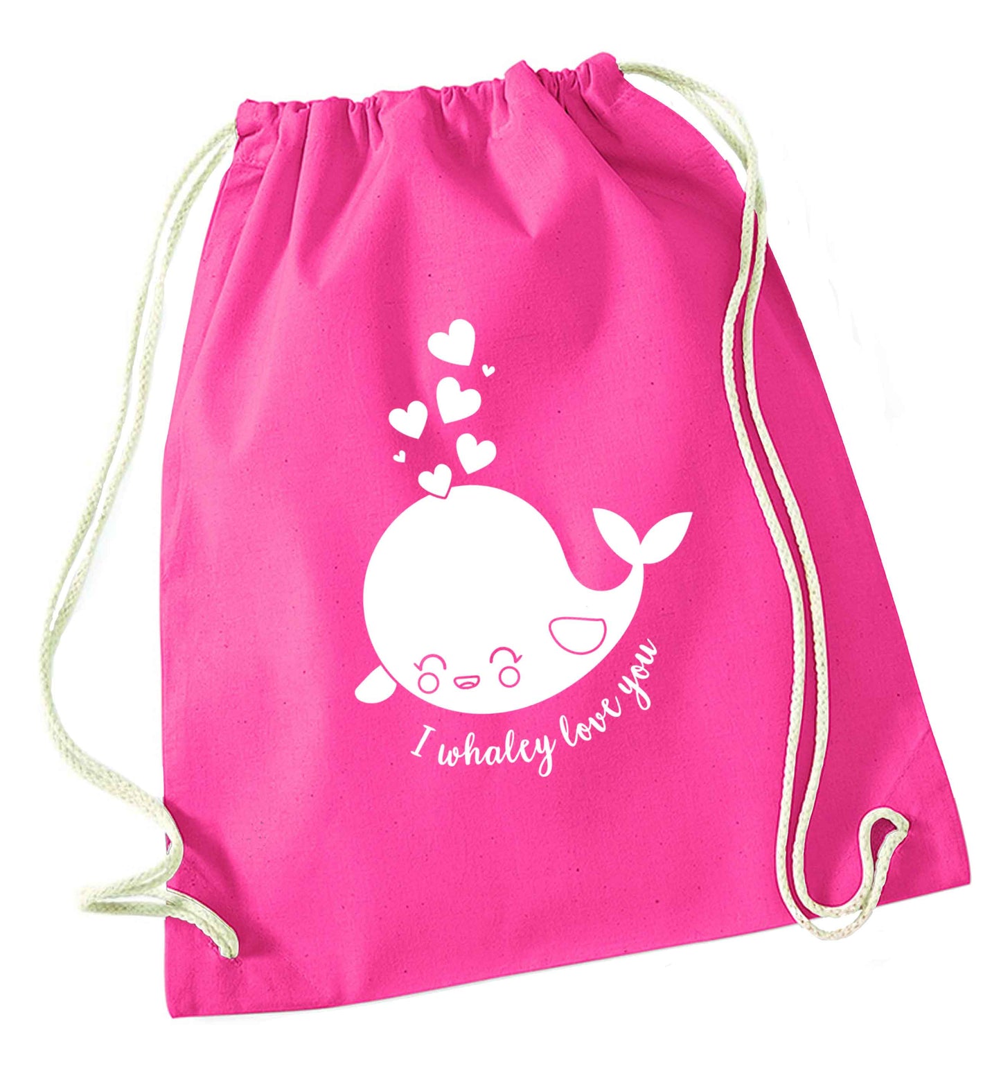 I whaley love you pink drawstring bag