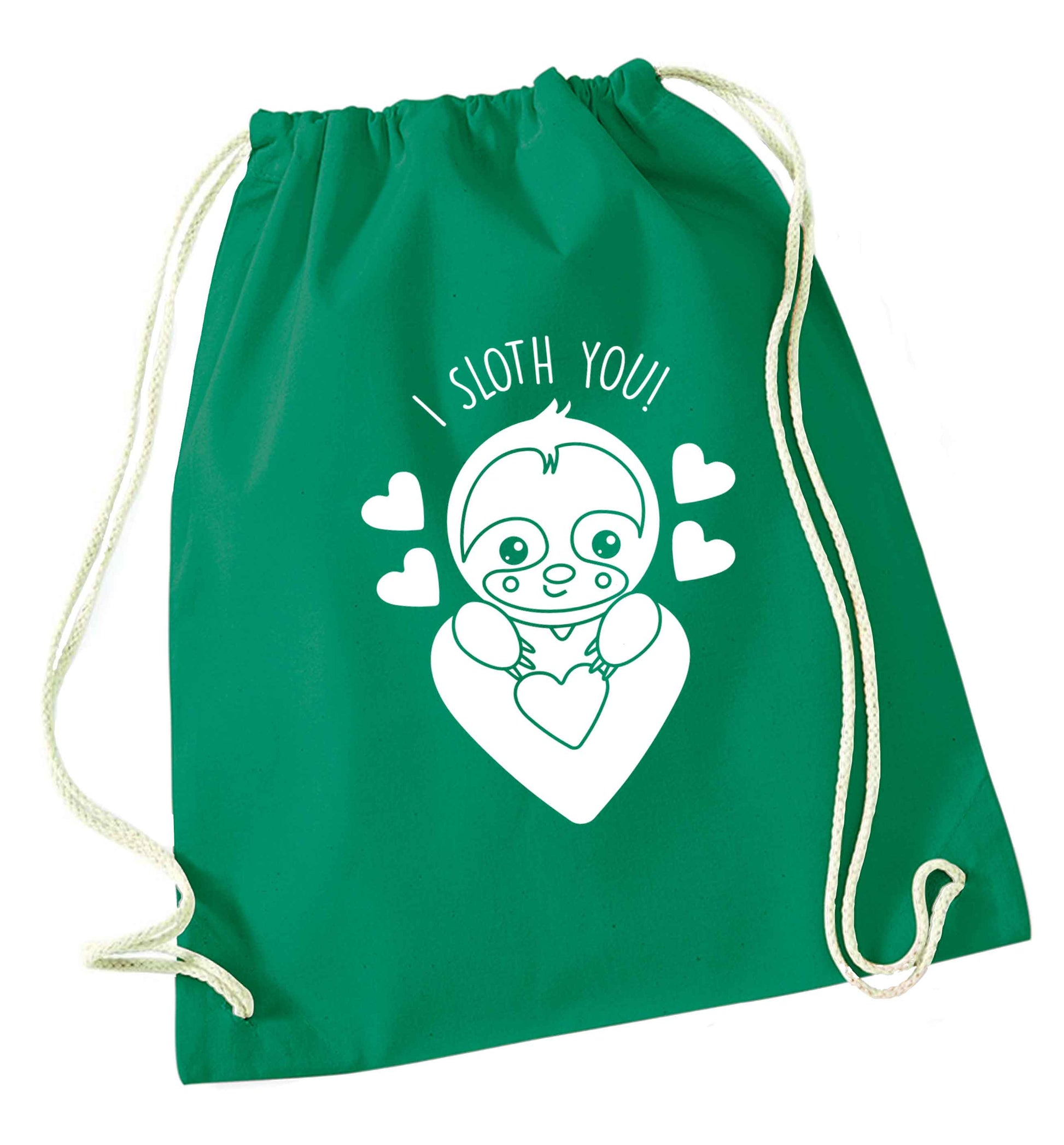 I sloth you green drawstring bag