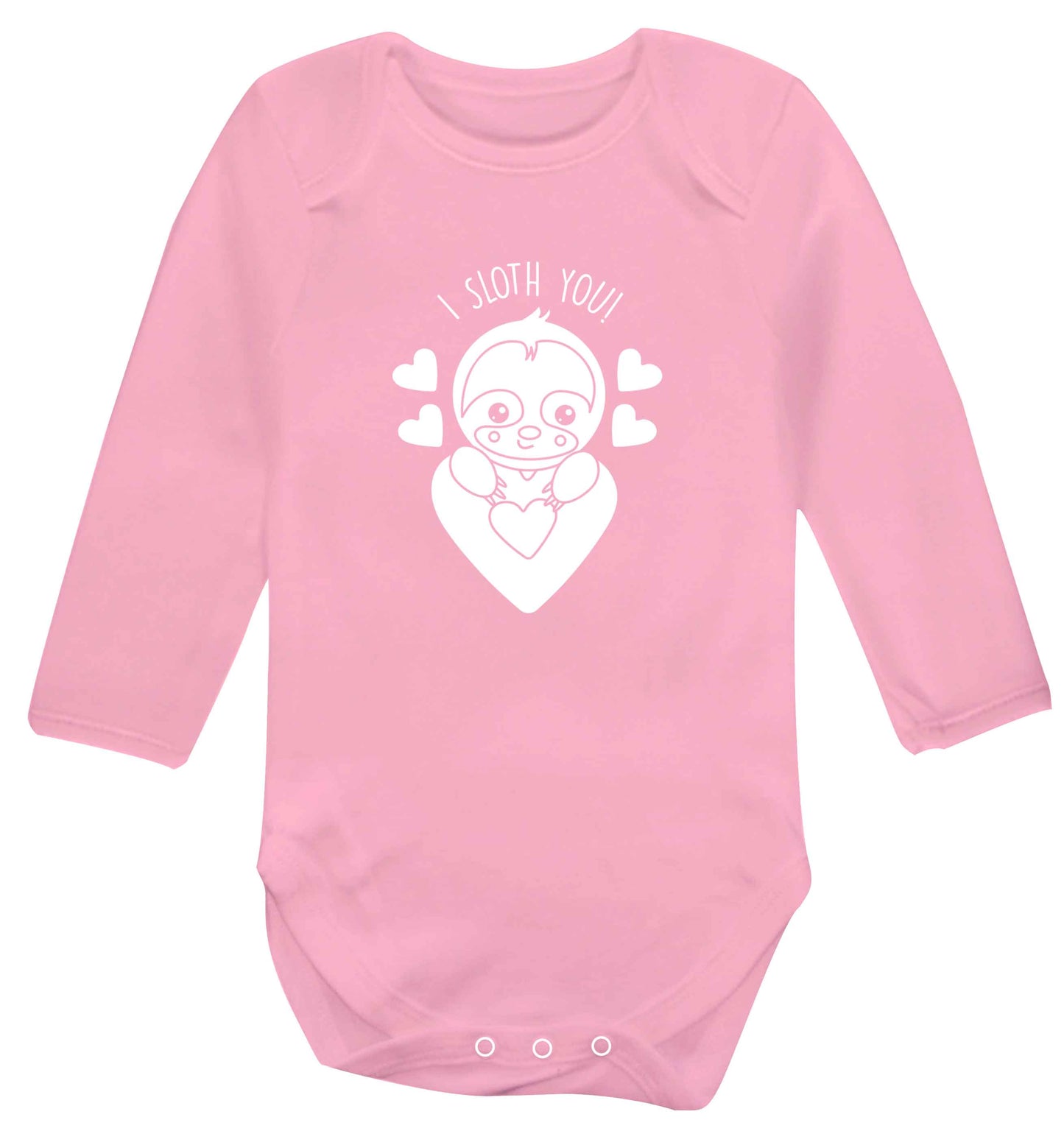 I sloth you baby vest long sleeved pale pink 6-12 months