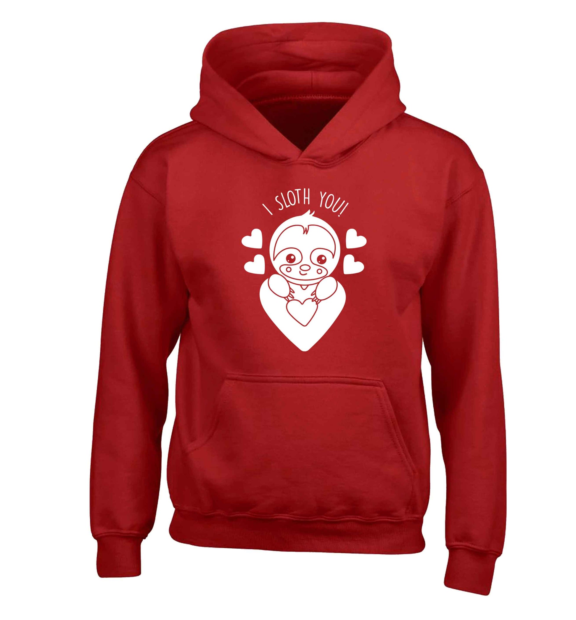 I sloth you children's red hoodie 12-13 Years