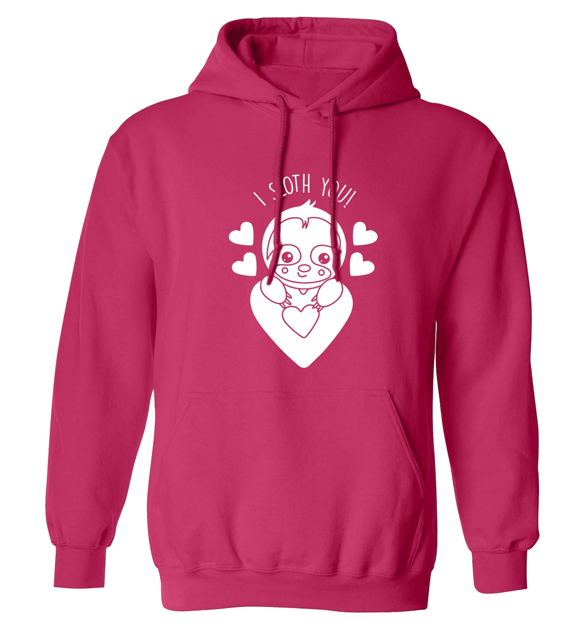 I sloth you adults unisex pink hoodie 2XL