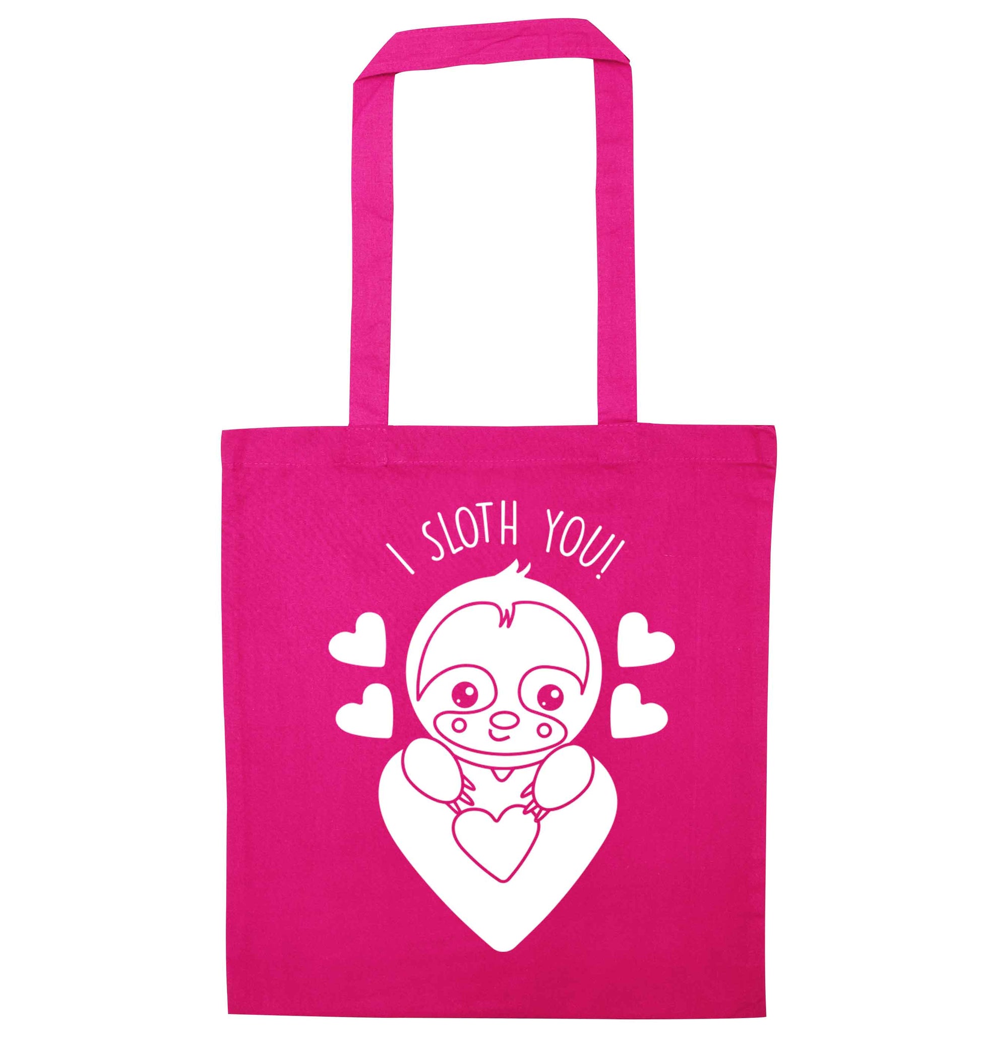 I sloth you pink tote bag
