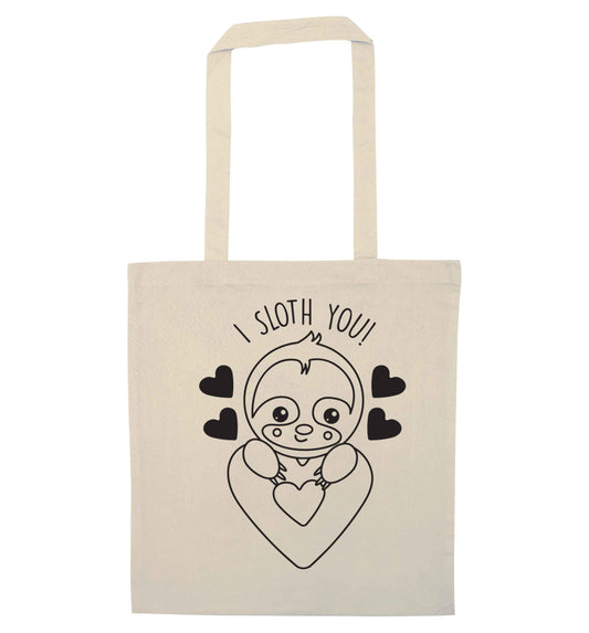 I sloth you natural tote bag