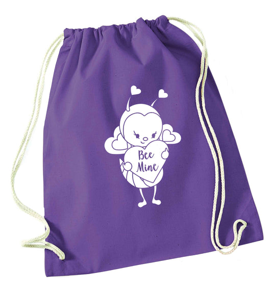 Bee mine purple drawstring bag