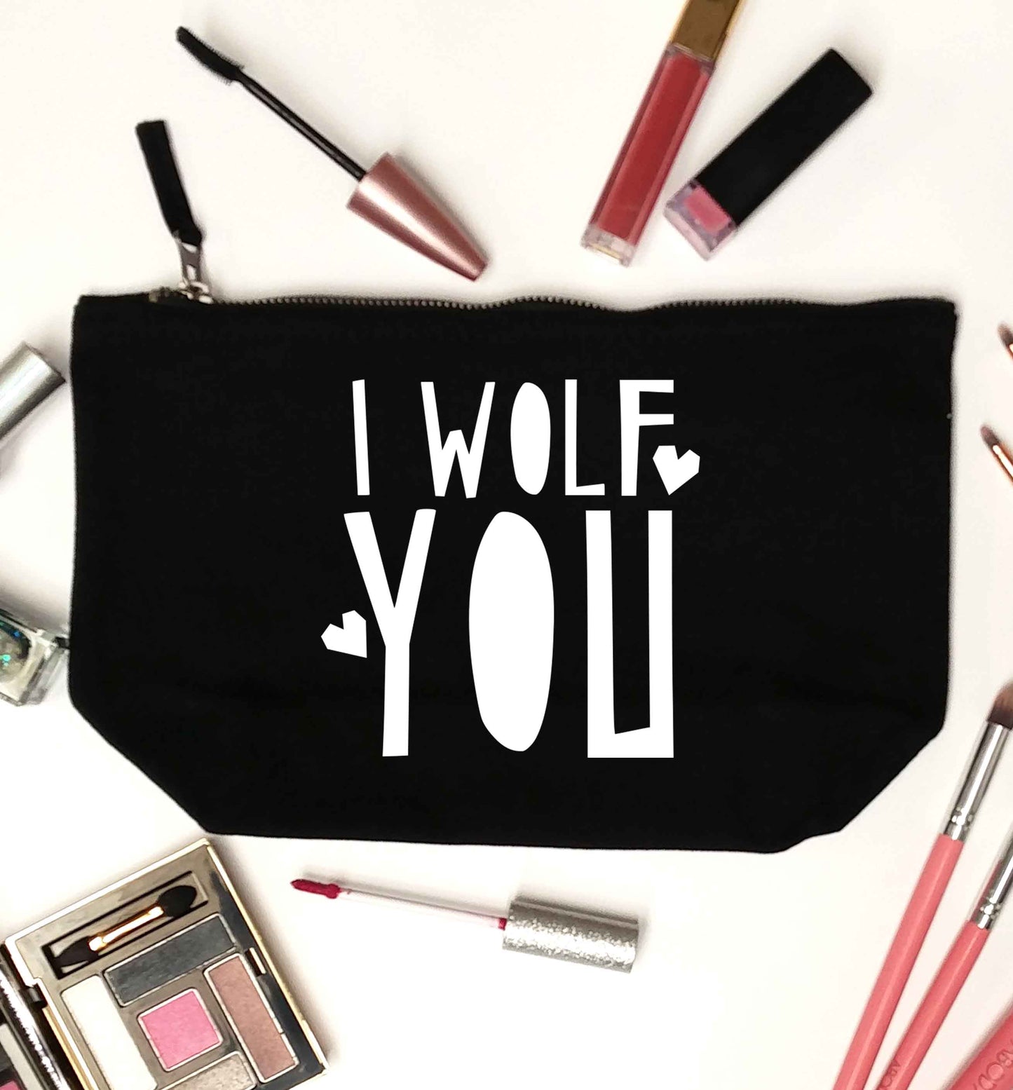 I wolf you black makeup bag