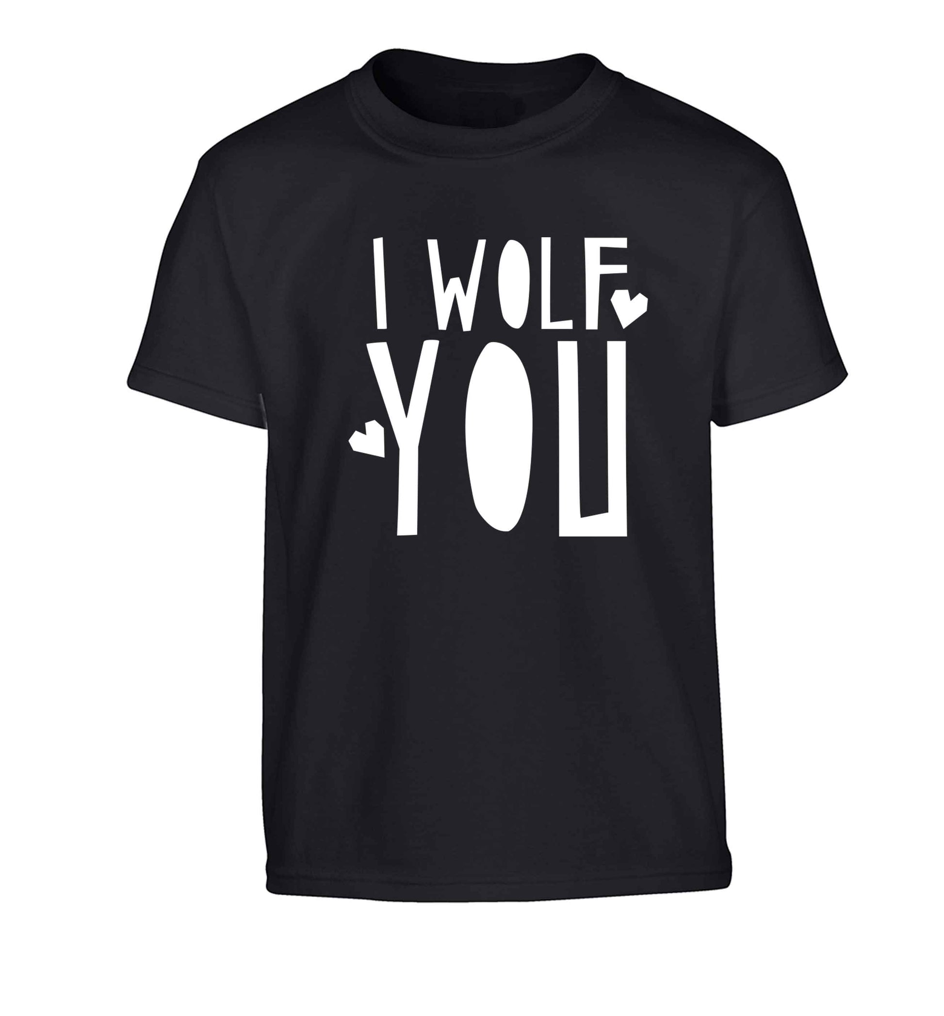 I wolf you Children's black Tshirt 12-13 Years
