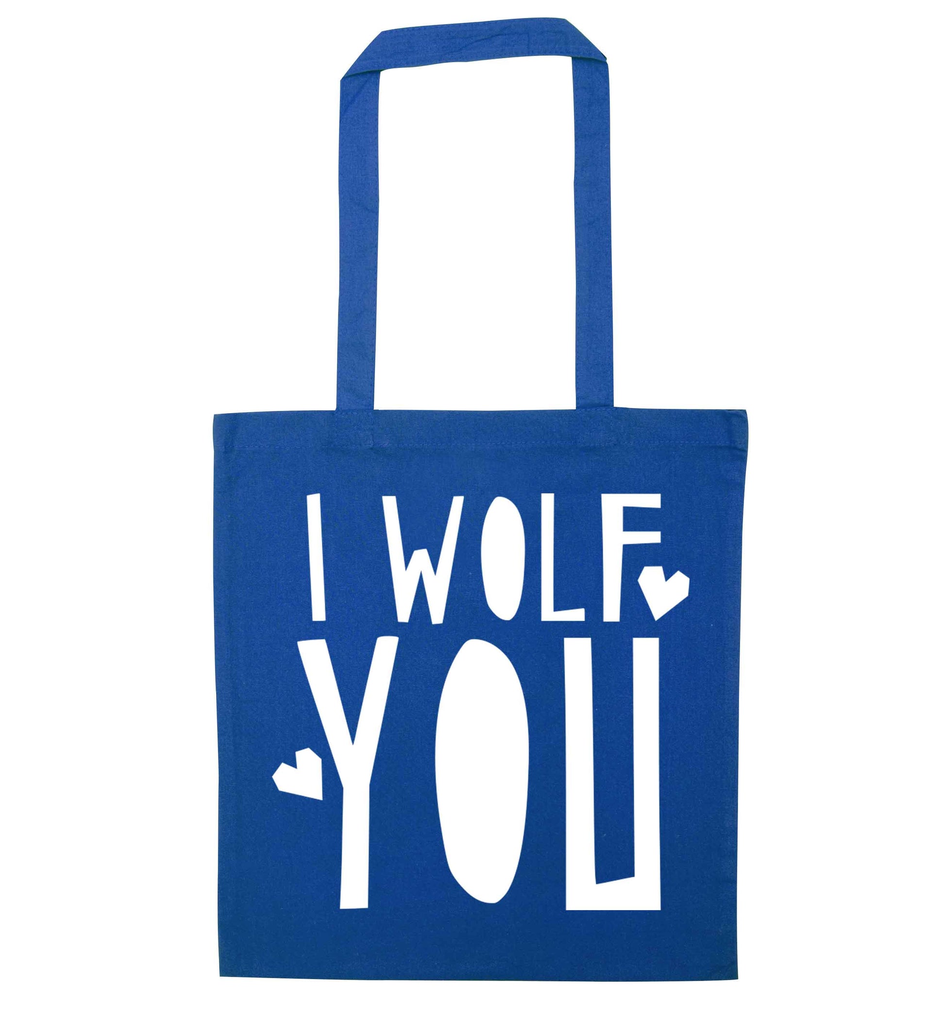 I wolf you blue tote bag