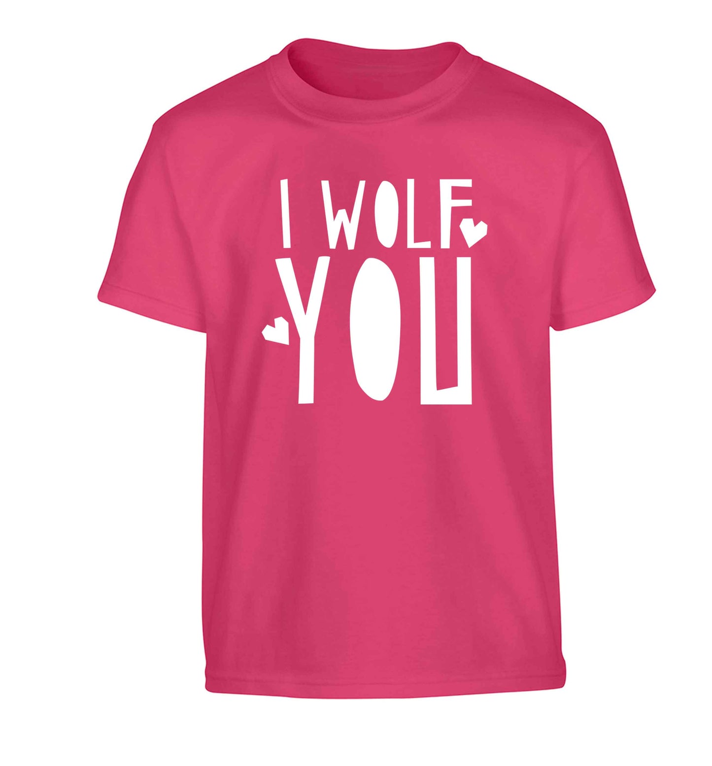I wolf you Children's pink Tshirt 12-13 Years