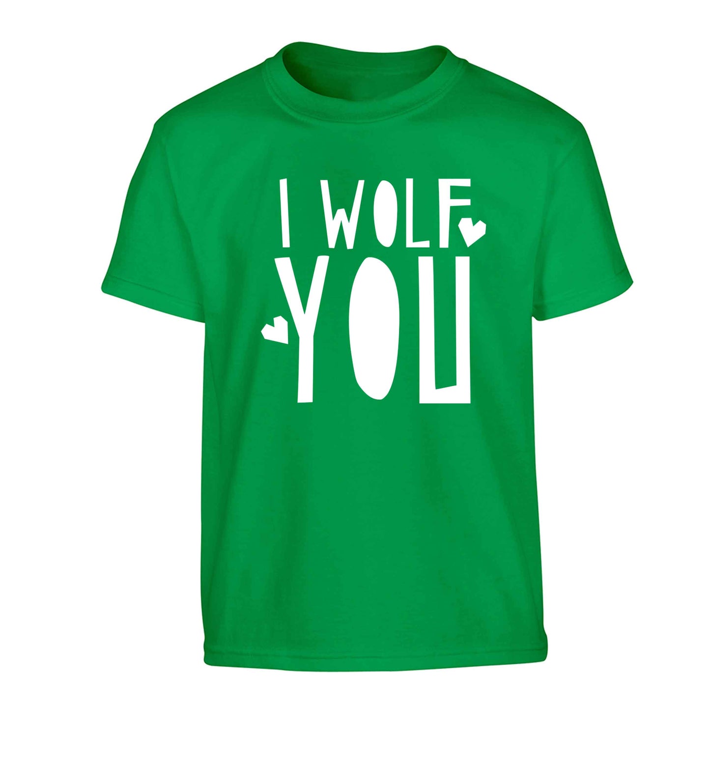 I wolf you Children's green Tshirt 12-13 Years
