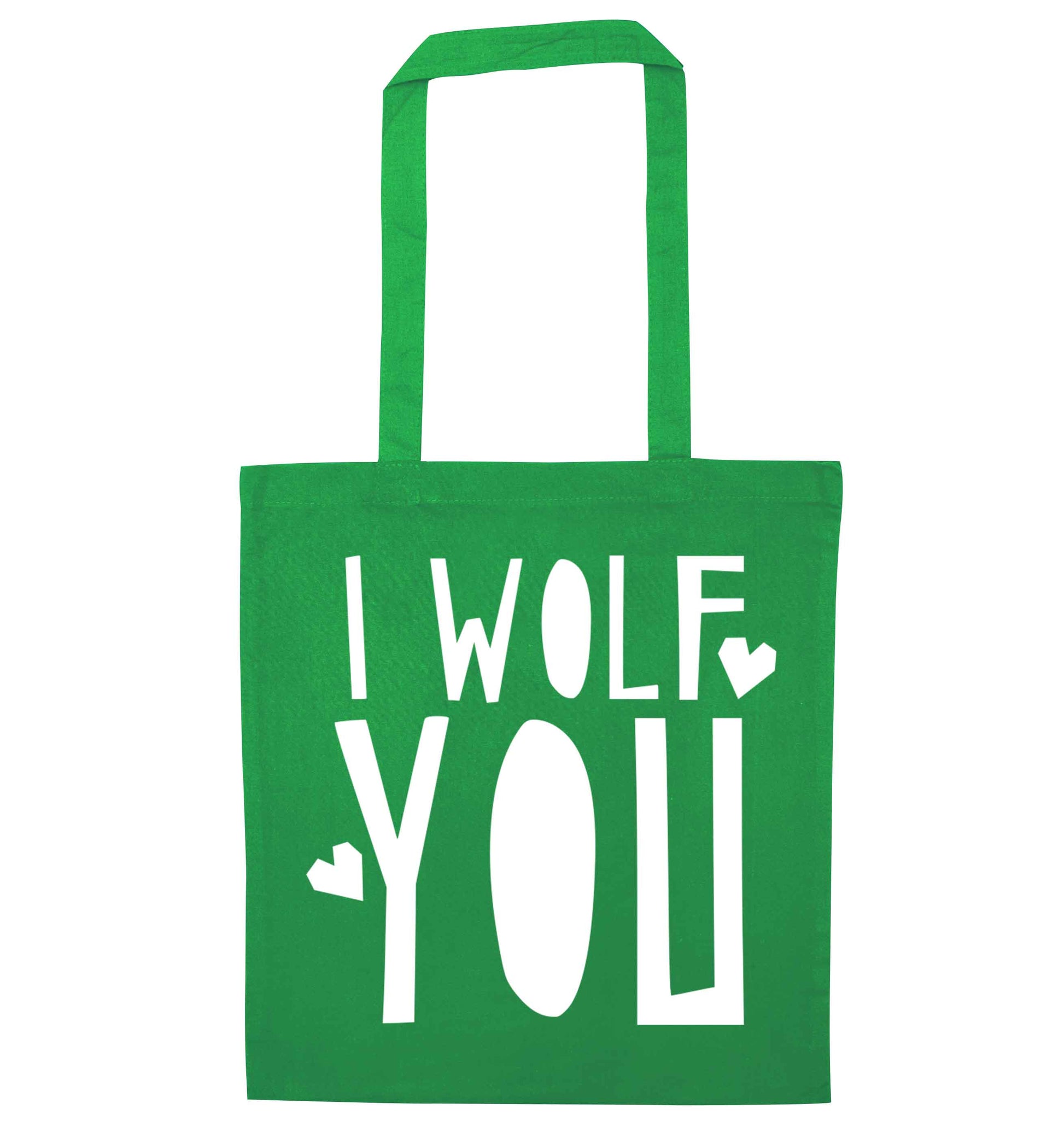 I wolf you green tote bag