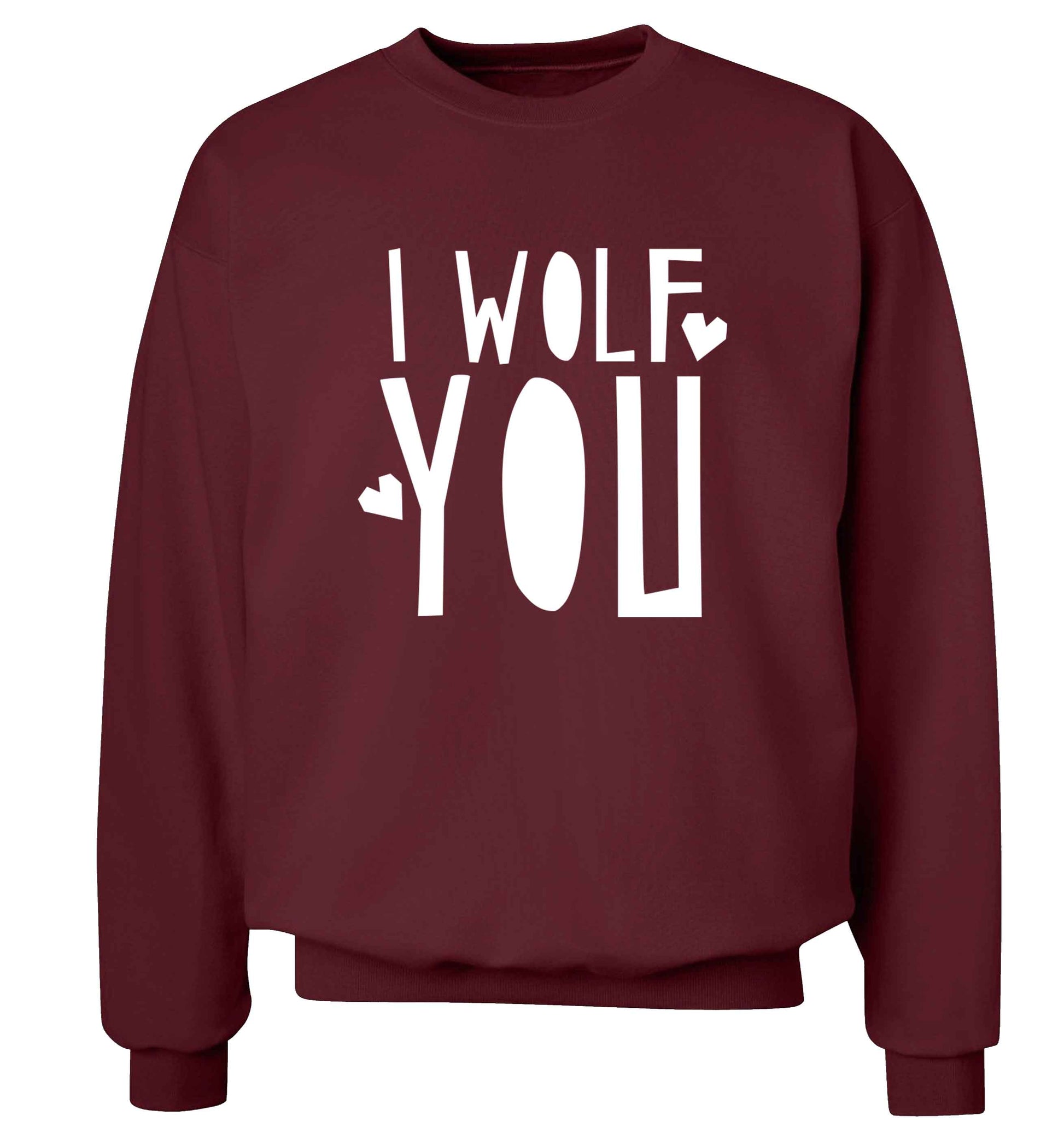 I wolf you adult's unisex maroon sweater 2XL