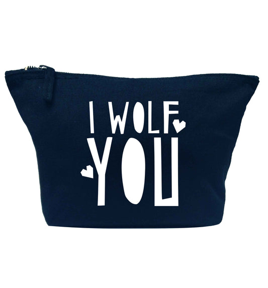 I wolf you navy makeup bag