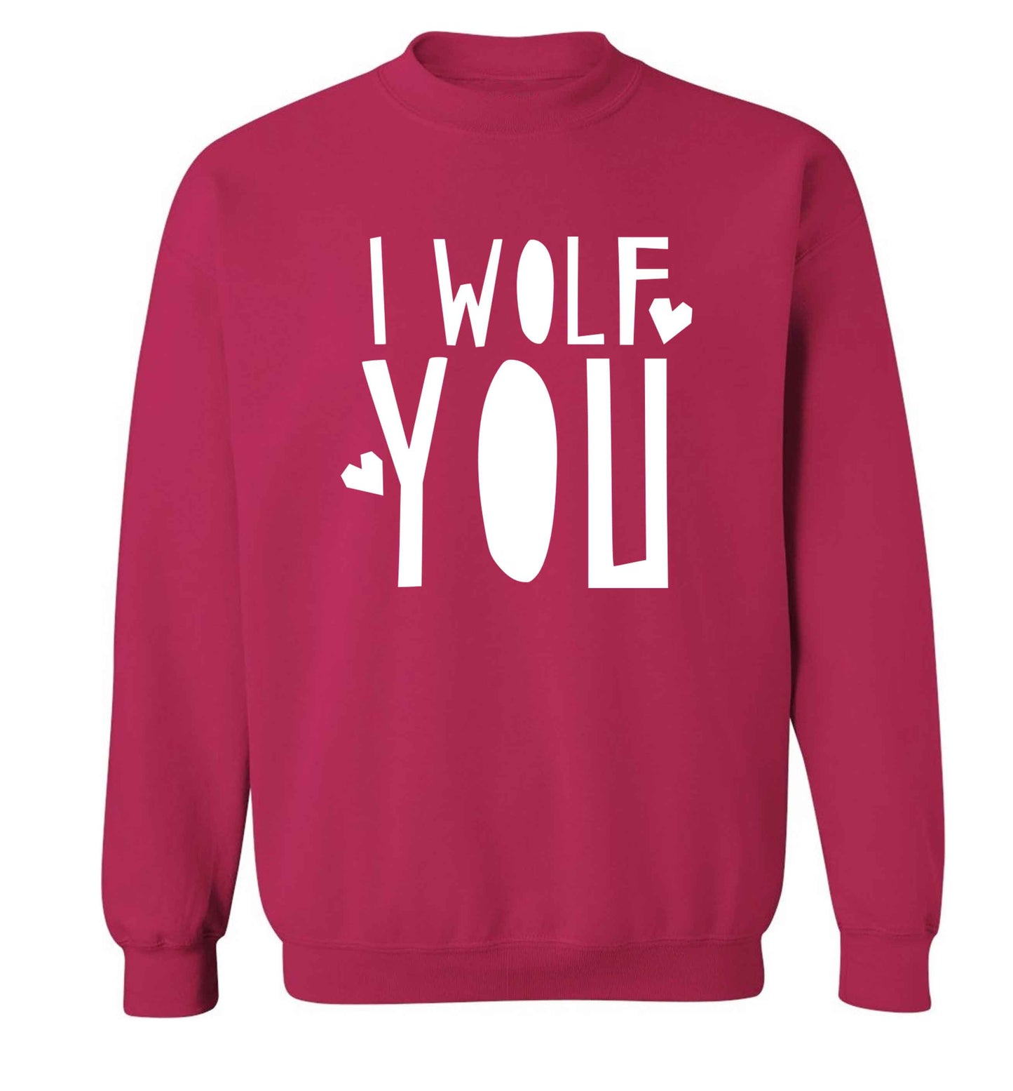 I wolf you adult's unisex pink sweater 2XL