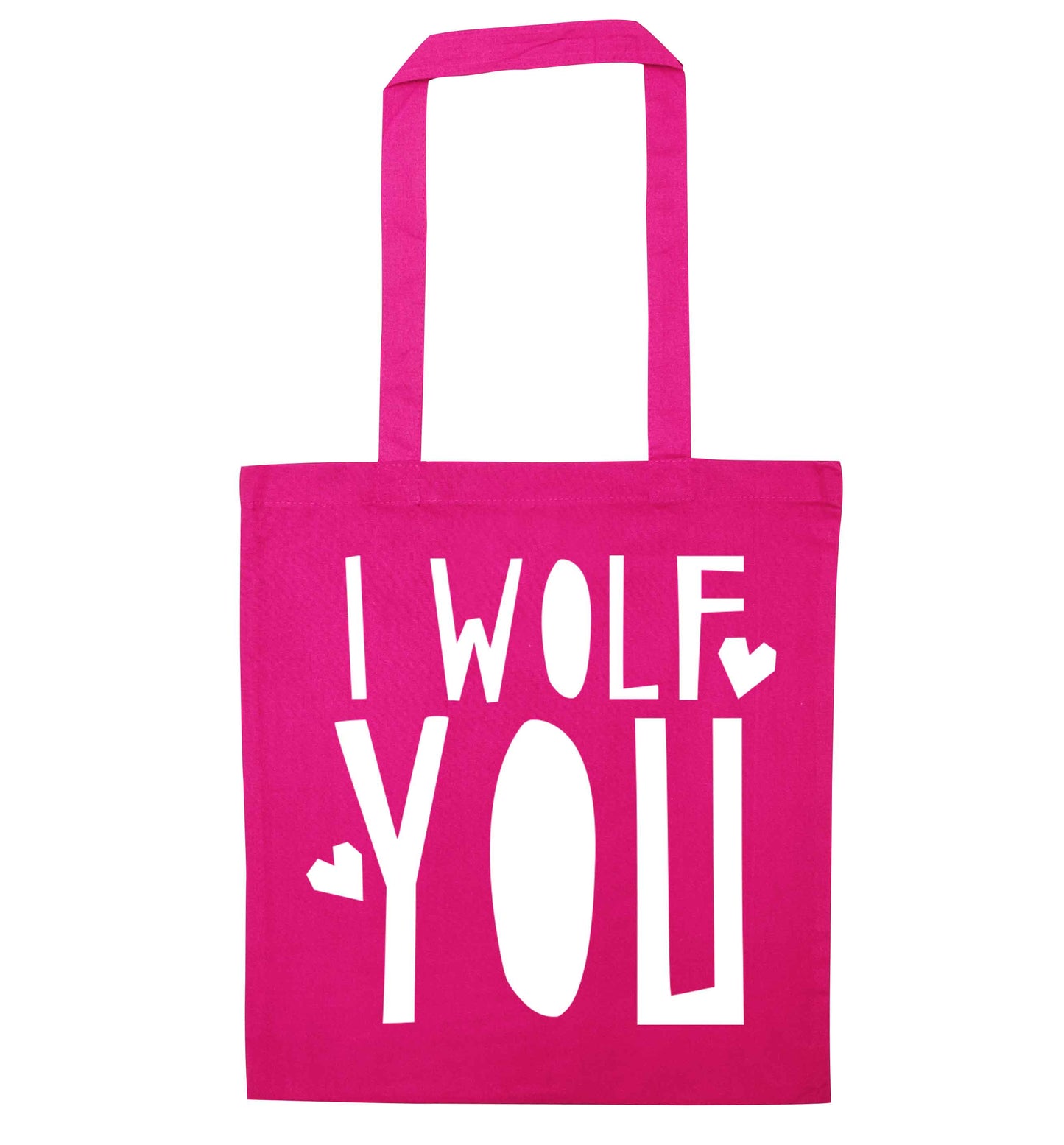 I wolf you pink tote bag
